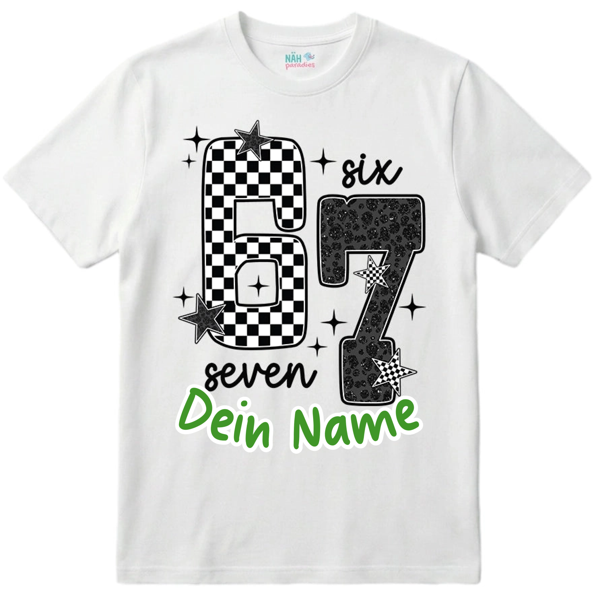 Six Seven Stars – Kinder T-Shirt mit Namen | 67 Meme personalisierbar