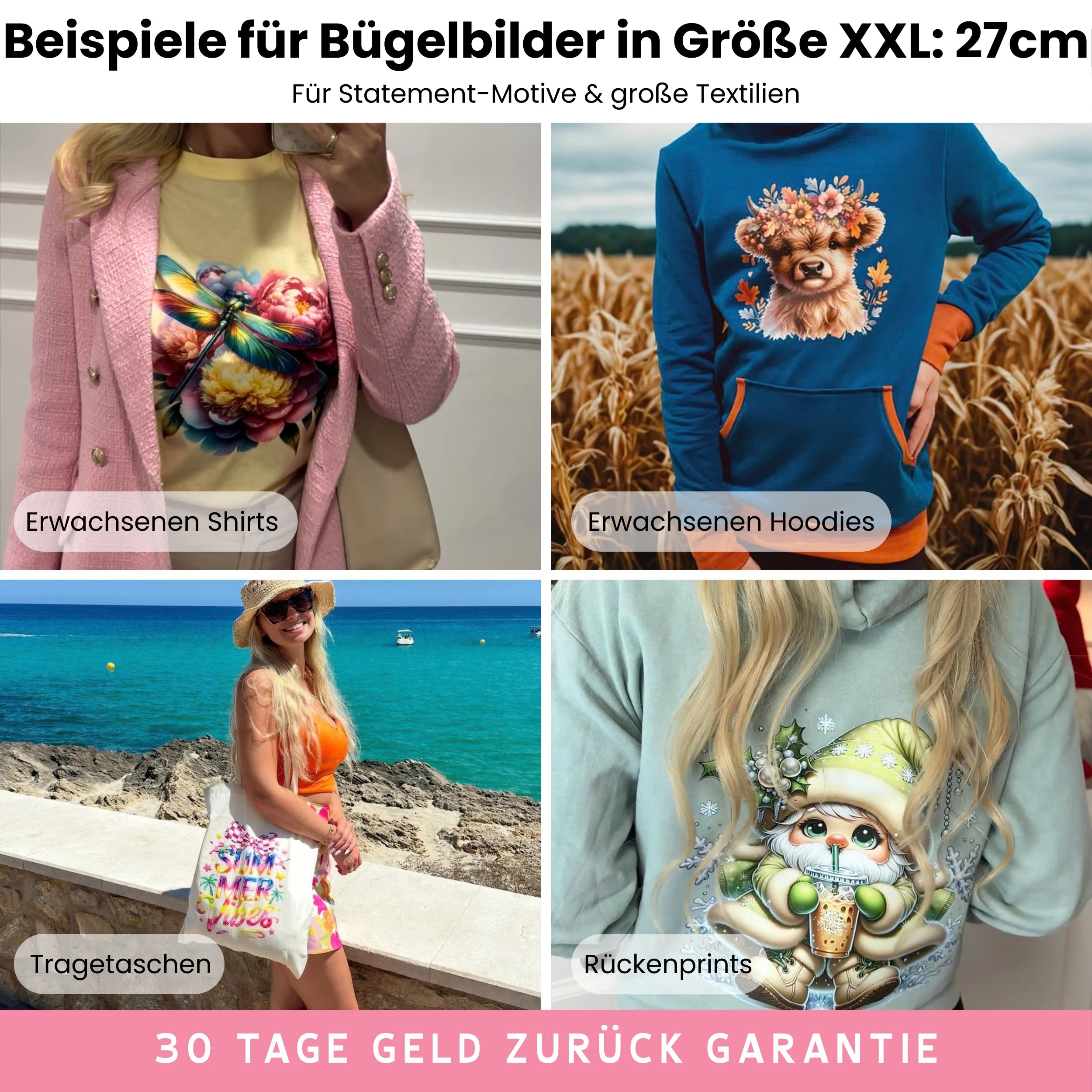 Bügelbild Pferd mit Blumenkranz