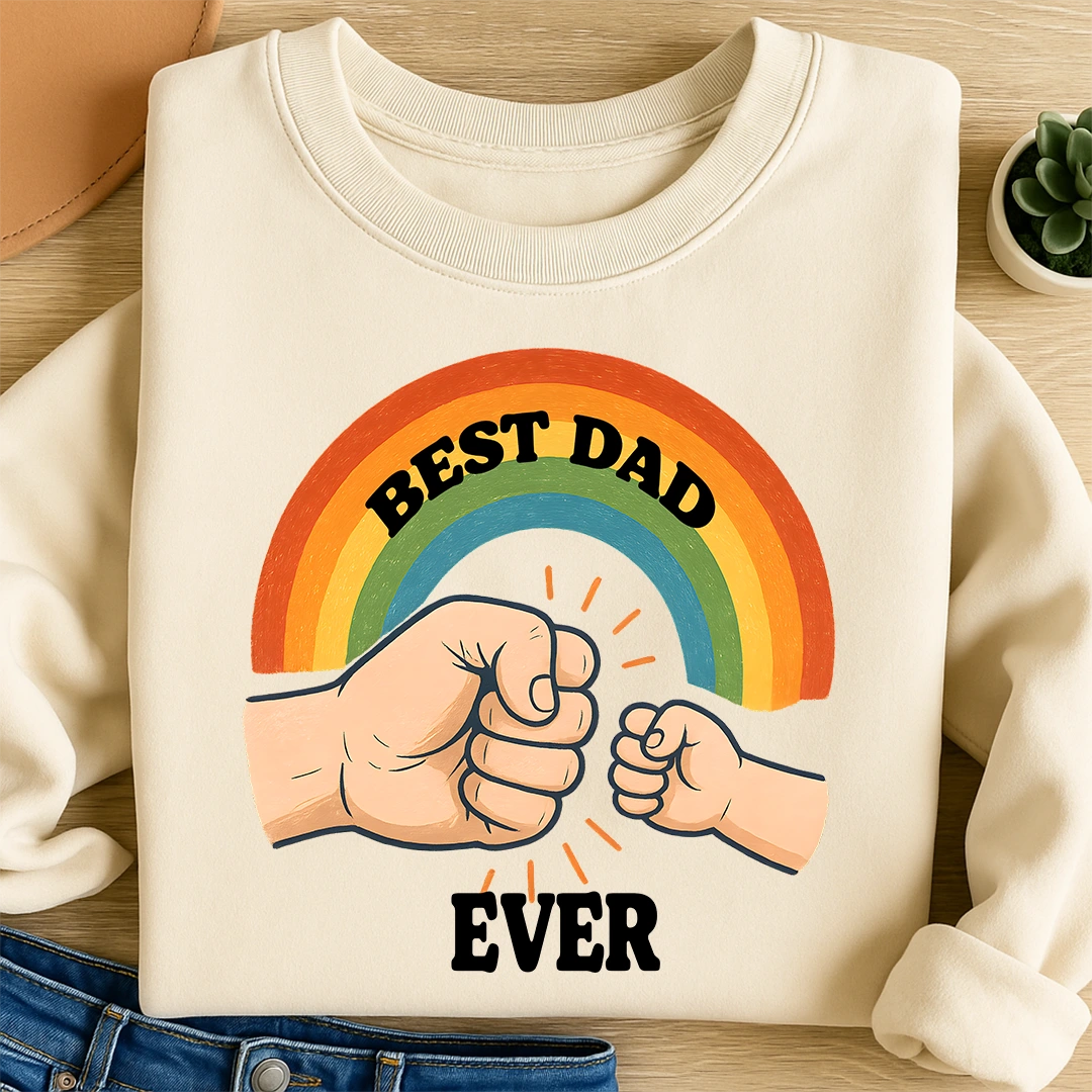 Bügelbild Best Dad Regenbogen Check