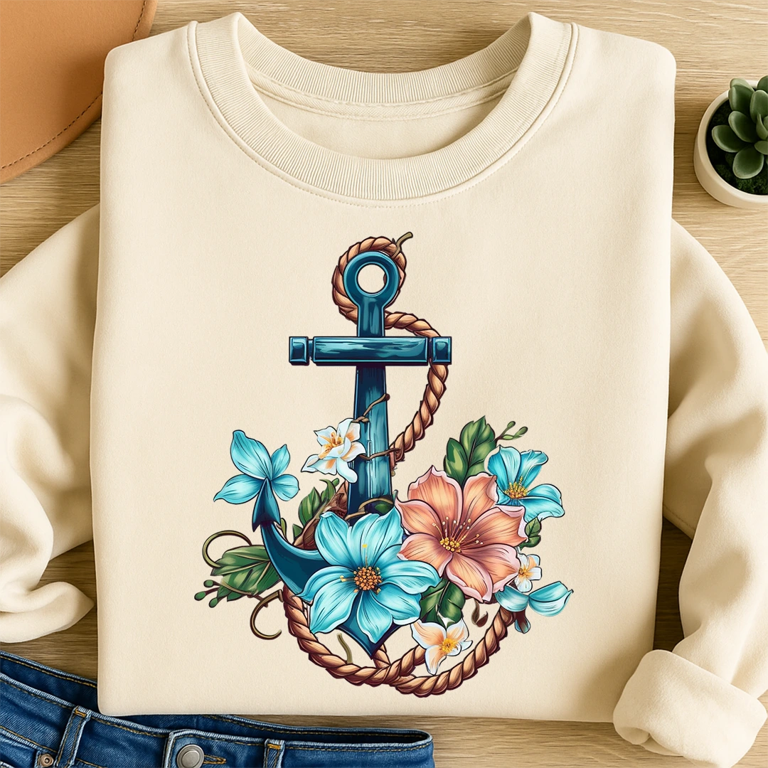 Bügelbild Anker Floral