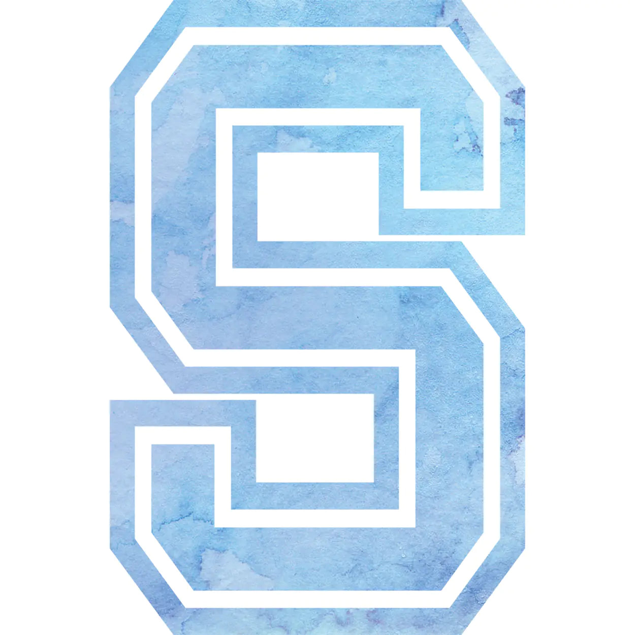 Bügelbild Aquarell Blau Buchstaben Alphabet