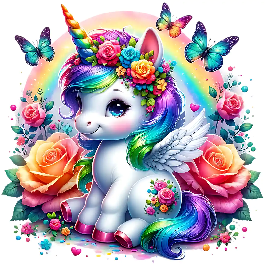 Glitzer Bügelbild Einhorn Schmetterlingszauber