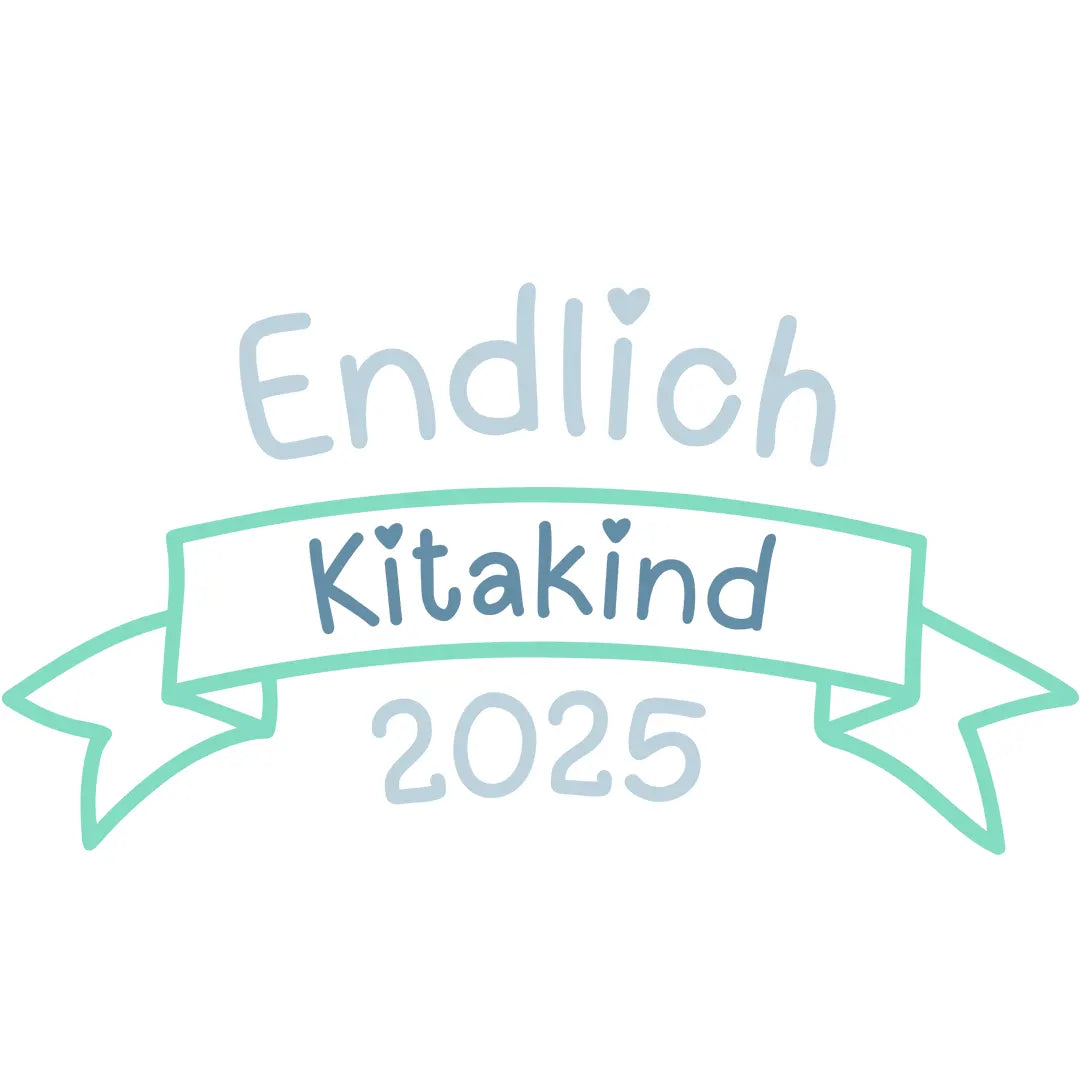 Bügelbild Endlich Kitakind Blau