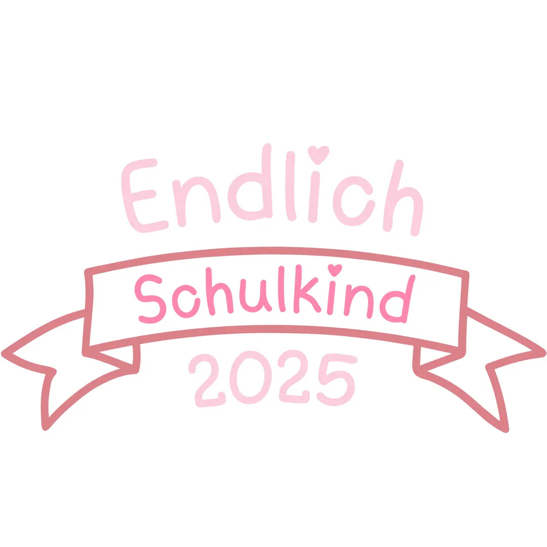Bügelbild Endlich Schulkind Rosa