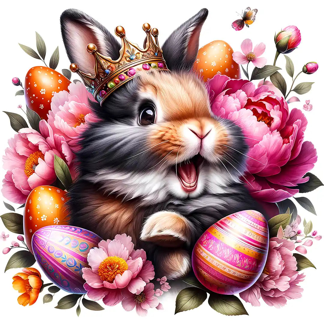 Bügelbild Königlicher Osterhase Hoppy