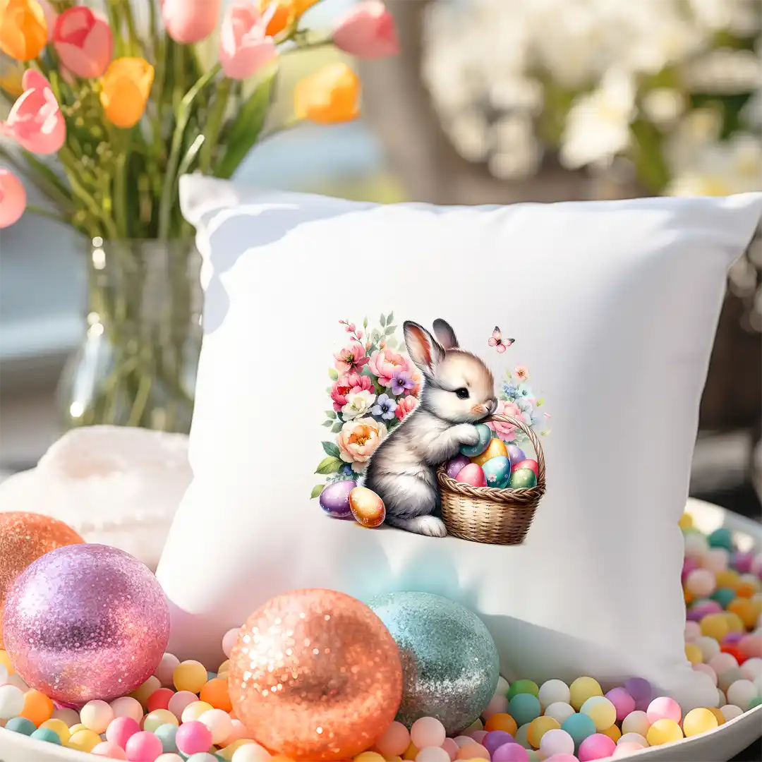 Bügelbild Ostern Hase Elli mit Eierkorb
