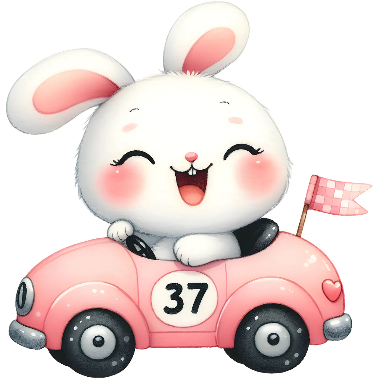Bügelbild Rennfahrer Hase - M