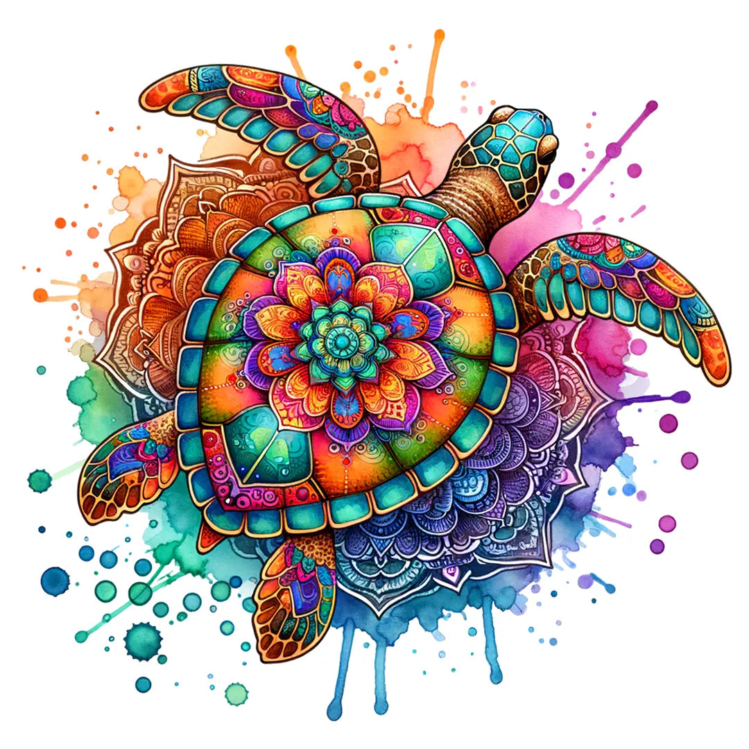 Bügelbild Schildkröte traumhafter Mandala - S