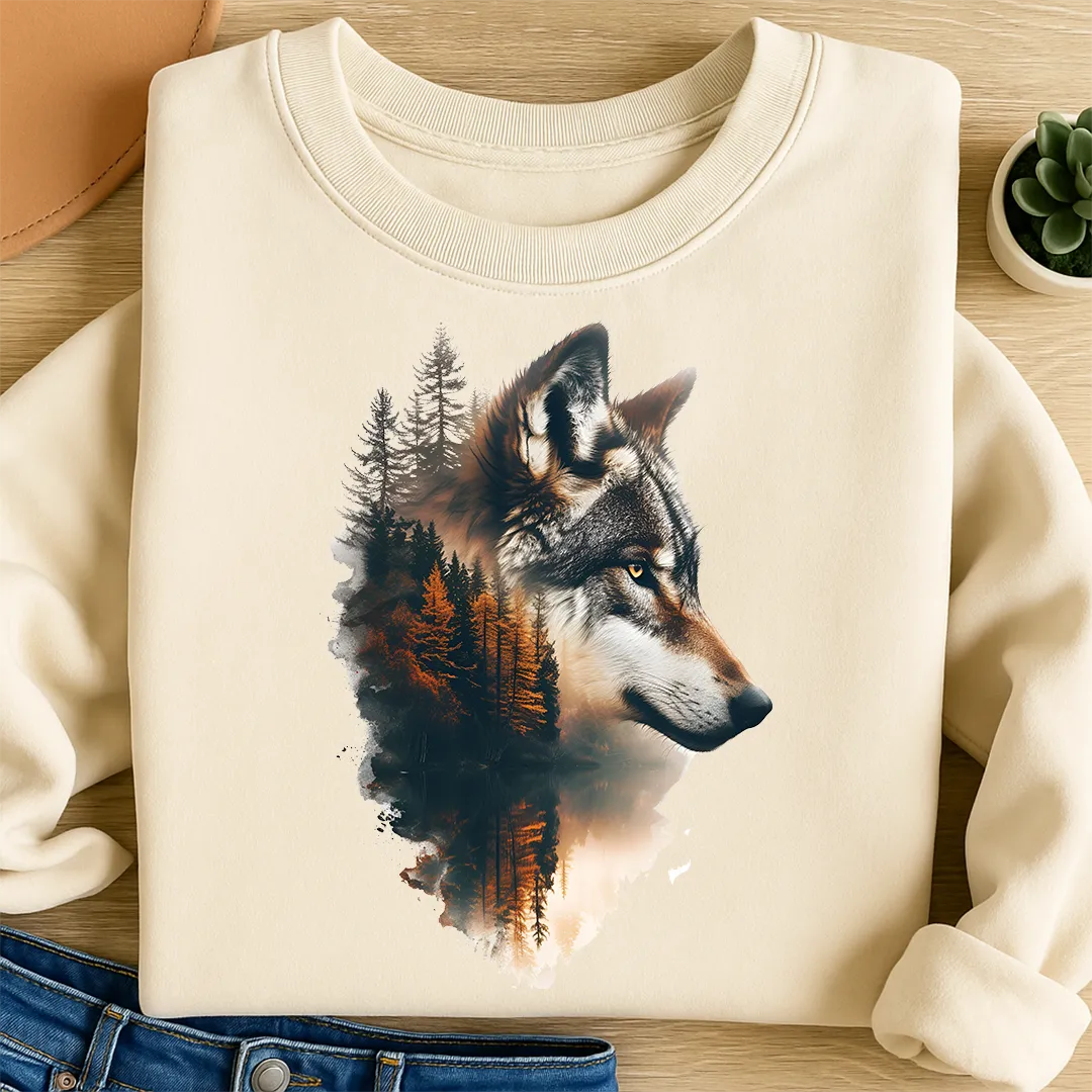 Bügelbild Wolf am Herbstsee