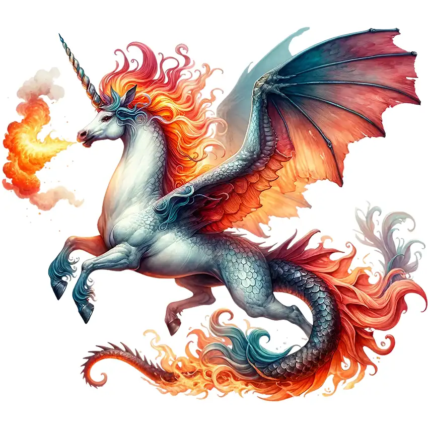 Bügelbild Einhorn Inferno Flügel - S