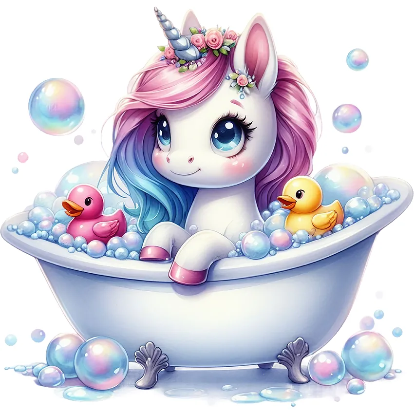 Bügelbild Einhorn Rosie Badeparadies - S