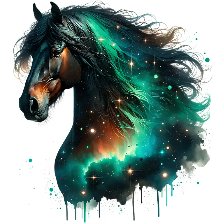 Bügelbild Galaxie Pferd Greenlight