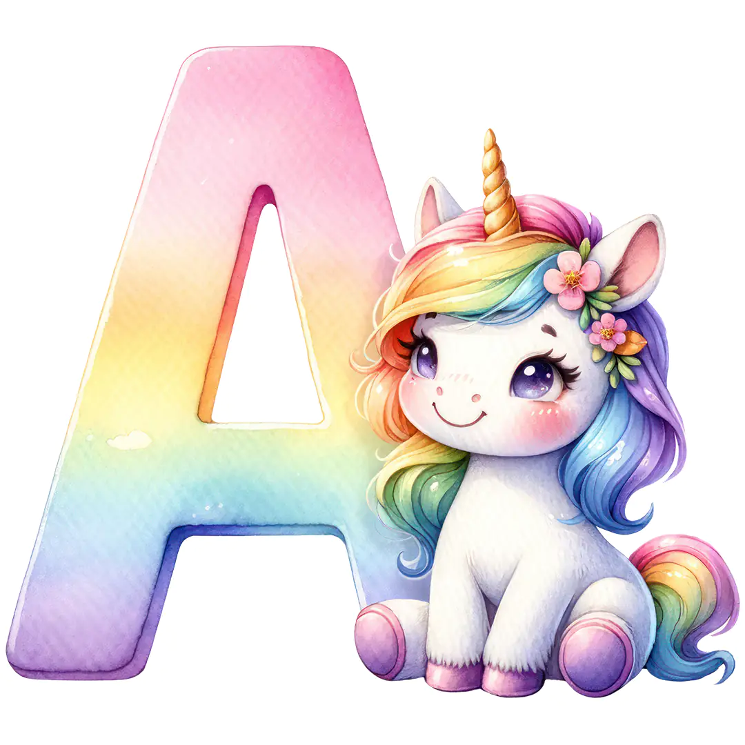 Bügelbild Einhorn Buchstaben Alphabet