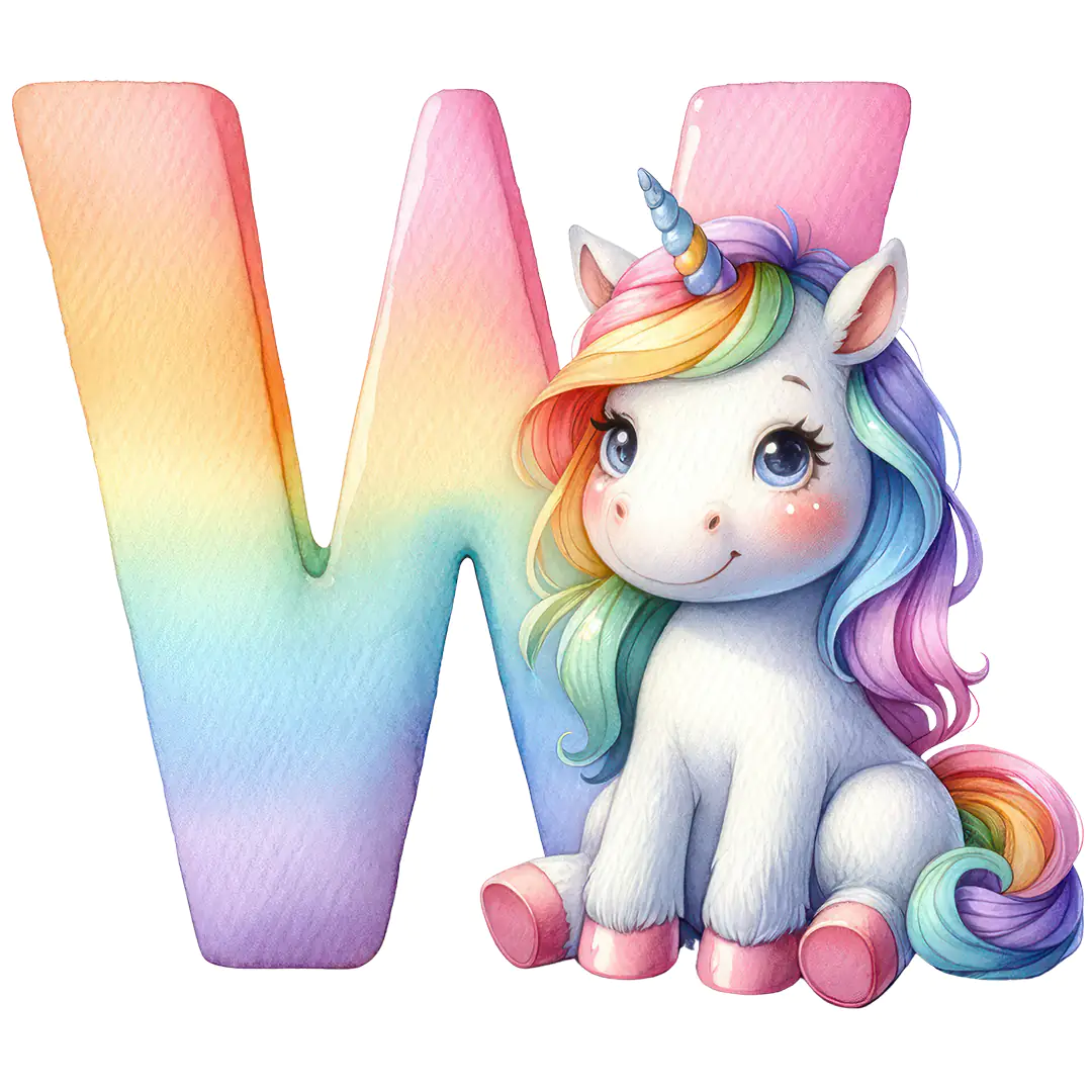 Bügelbild Einhorn Buchstaben Alphabet