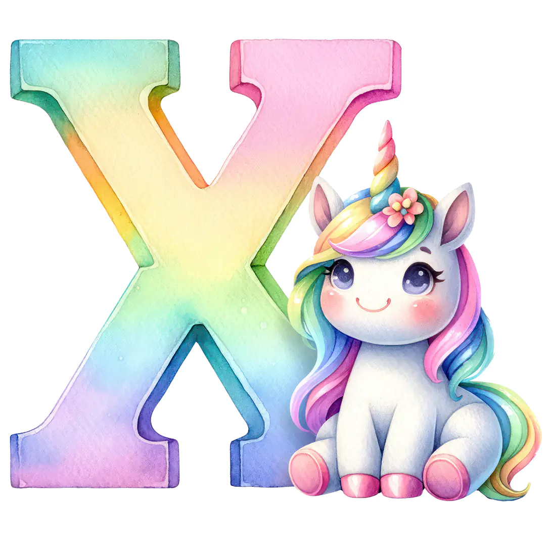 Bügelbild Einhorn Buchstaben Alphabet