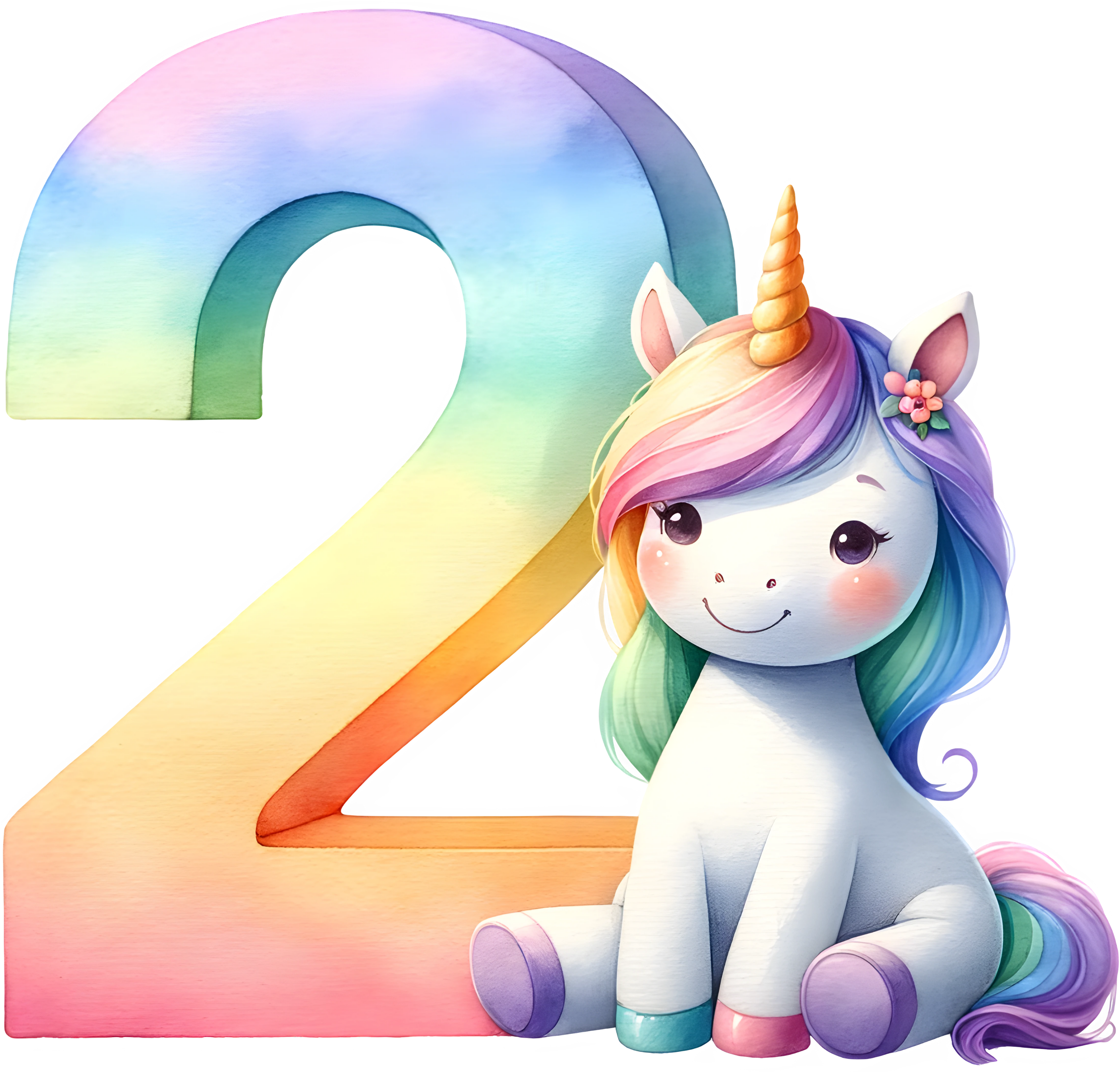 Bügelbild Einhorn Zahlen