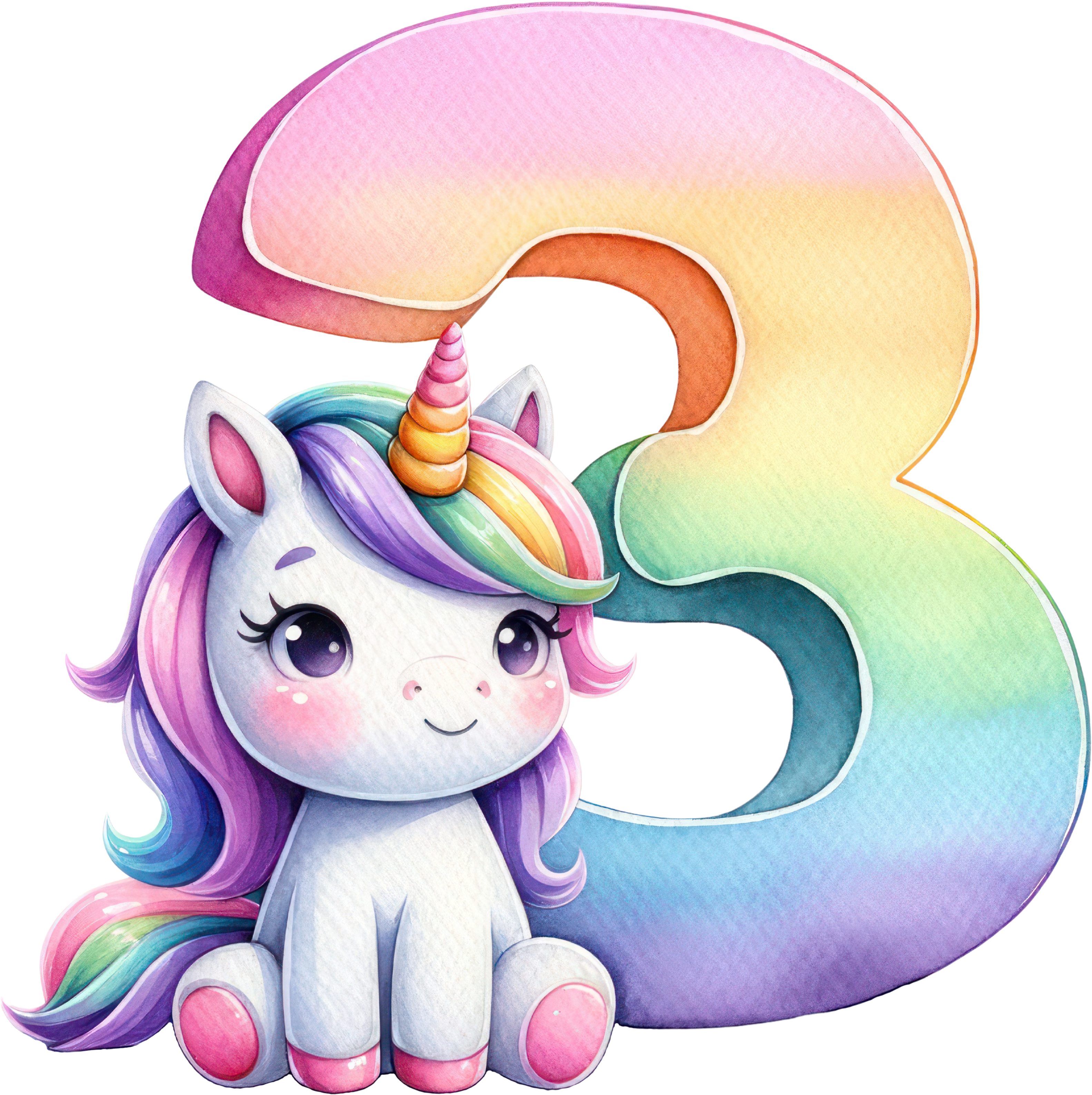 Bügelbild Einhorn Zahlen