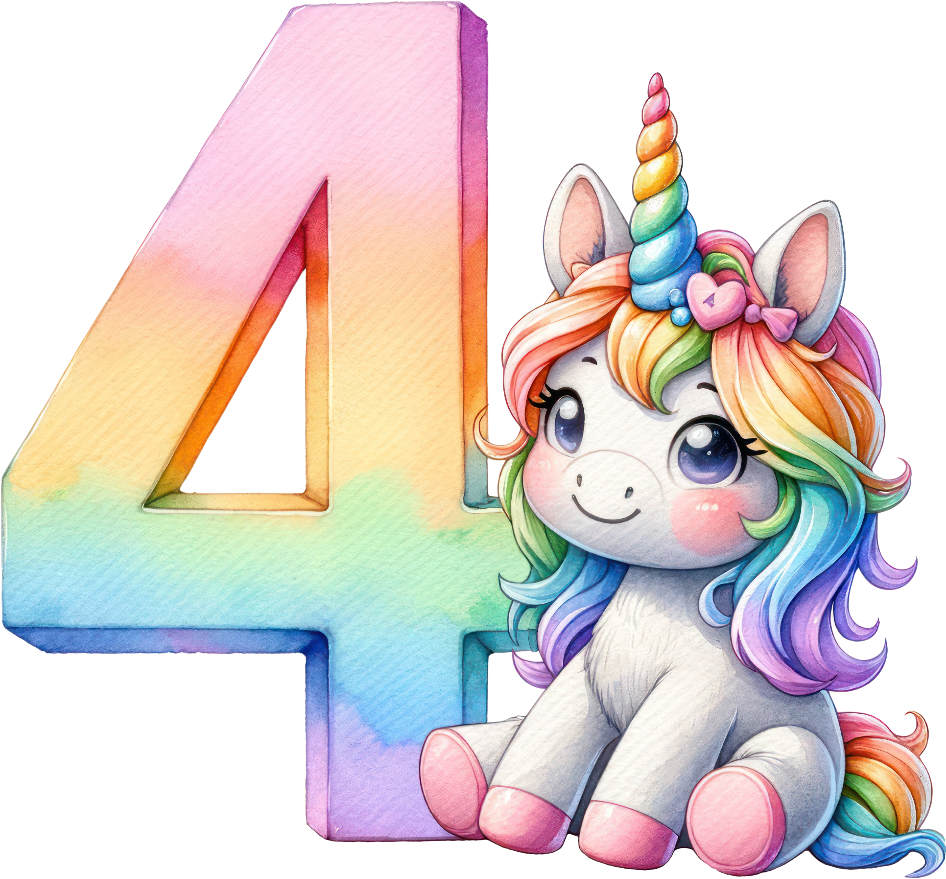 Bügelbild Einhorn Zahlen