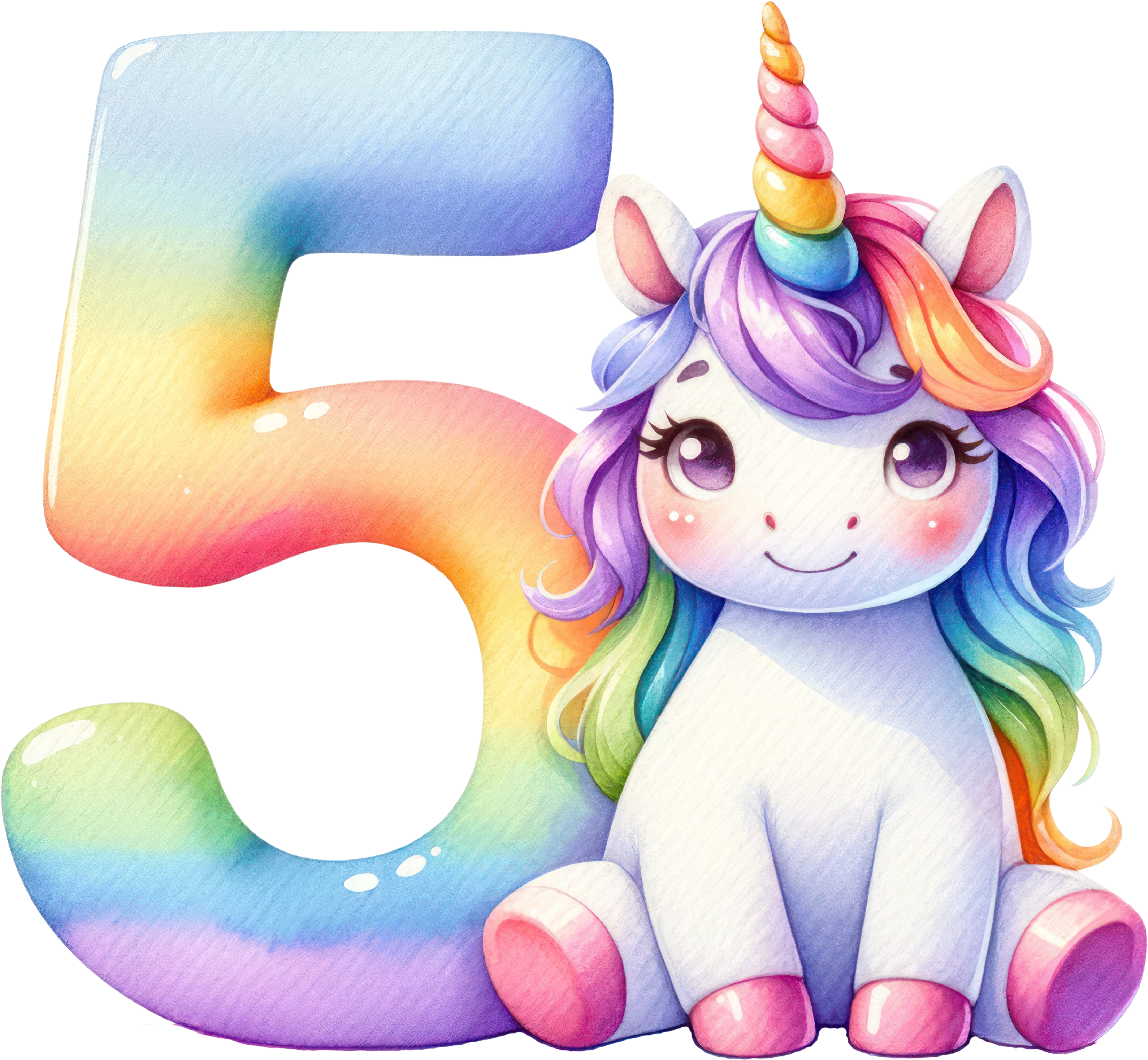 Bügelbild Einhorn Zahlen