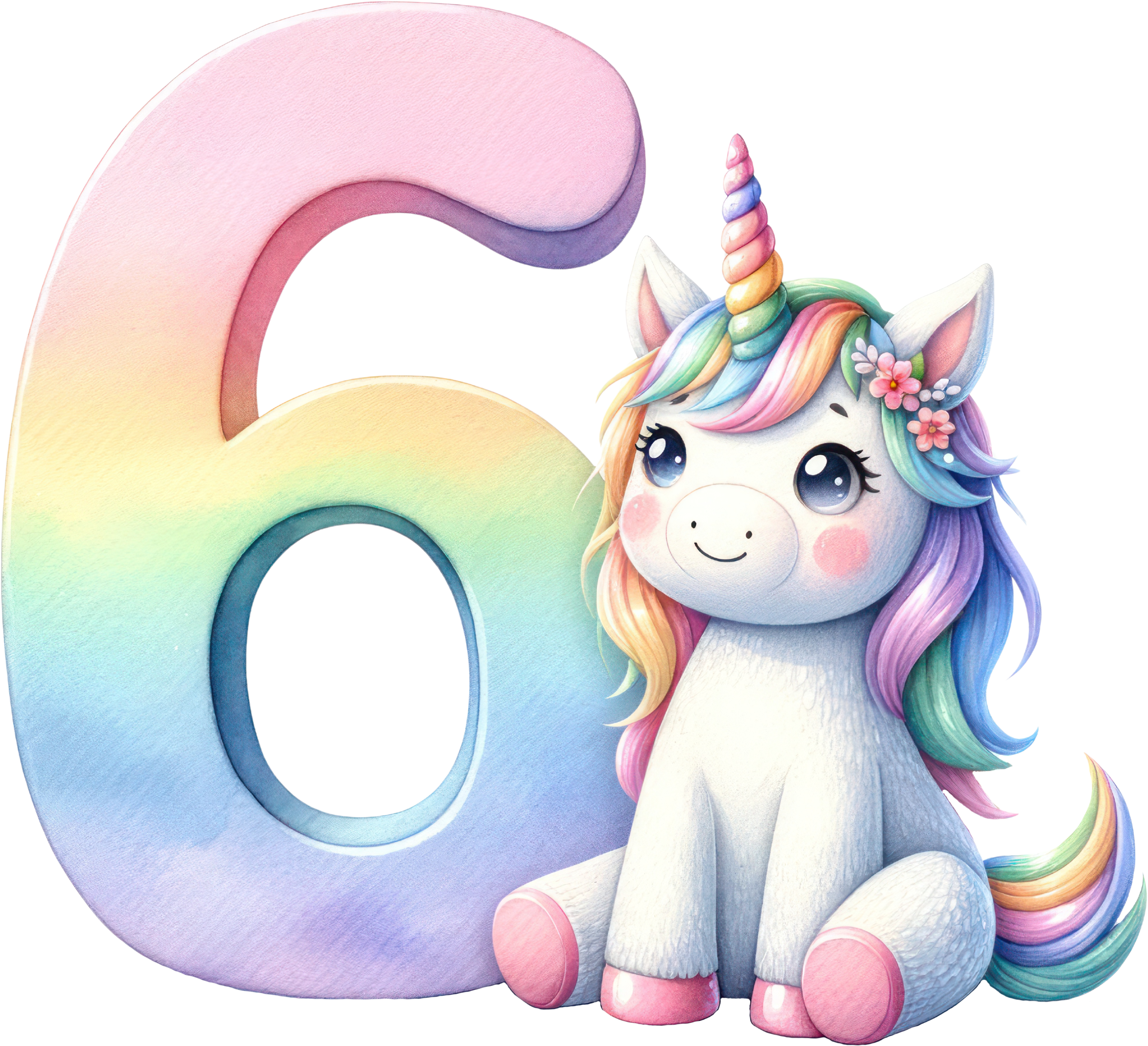Bügelbild Einhorn Zahlen