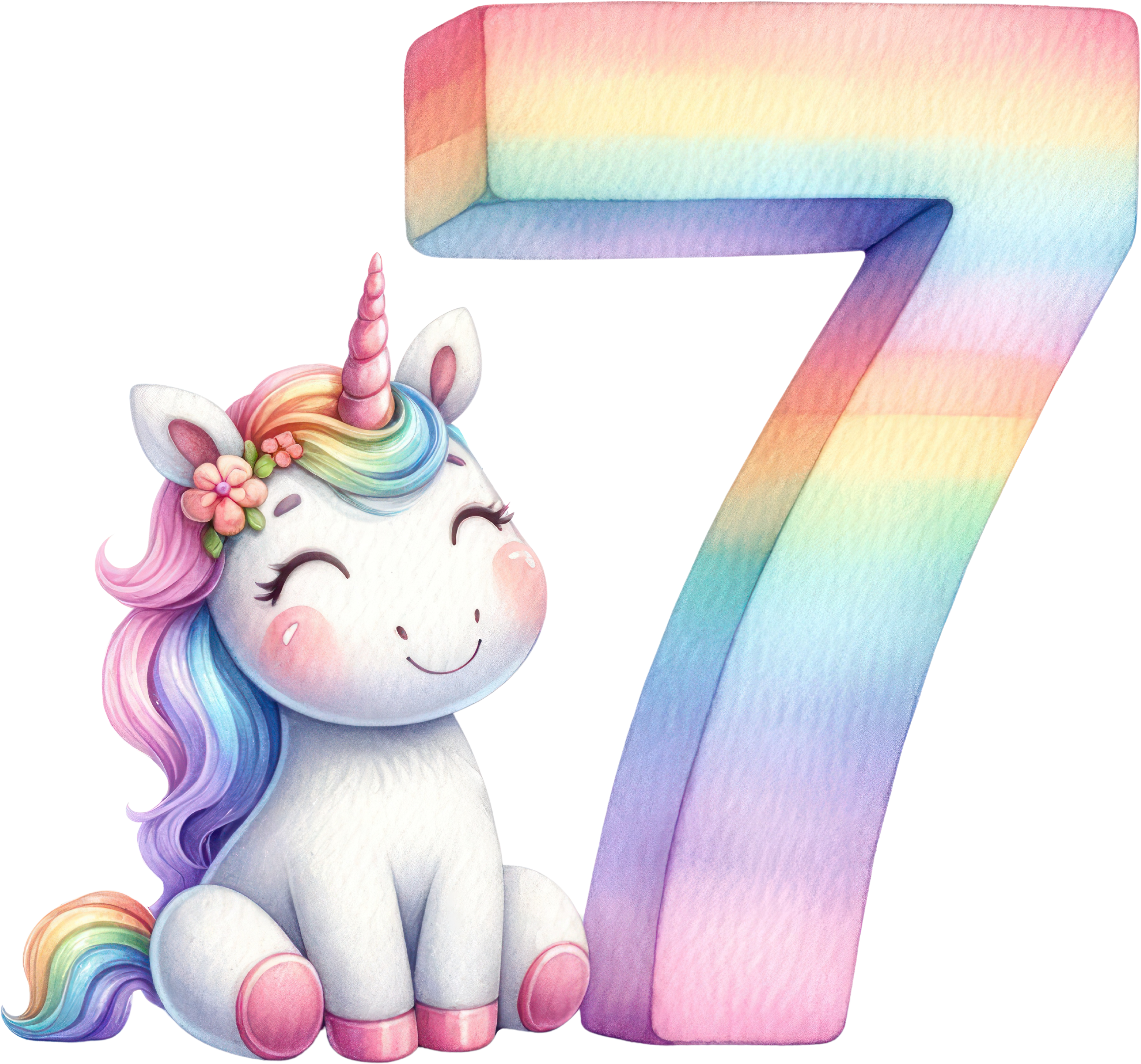 Bügelbild Einhorn Zahlen