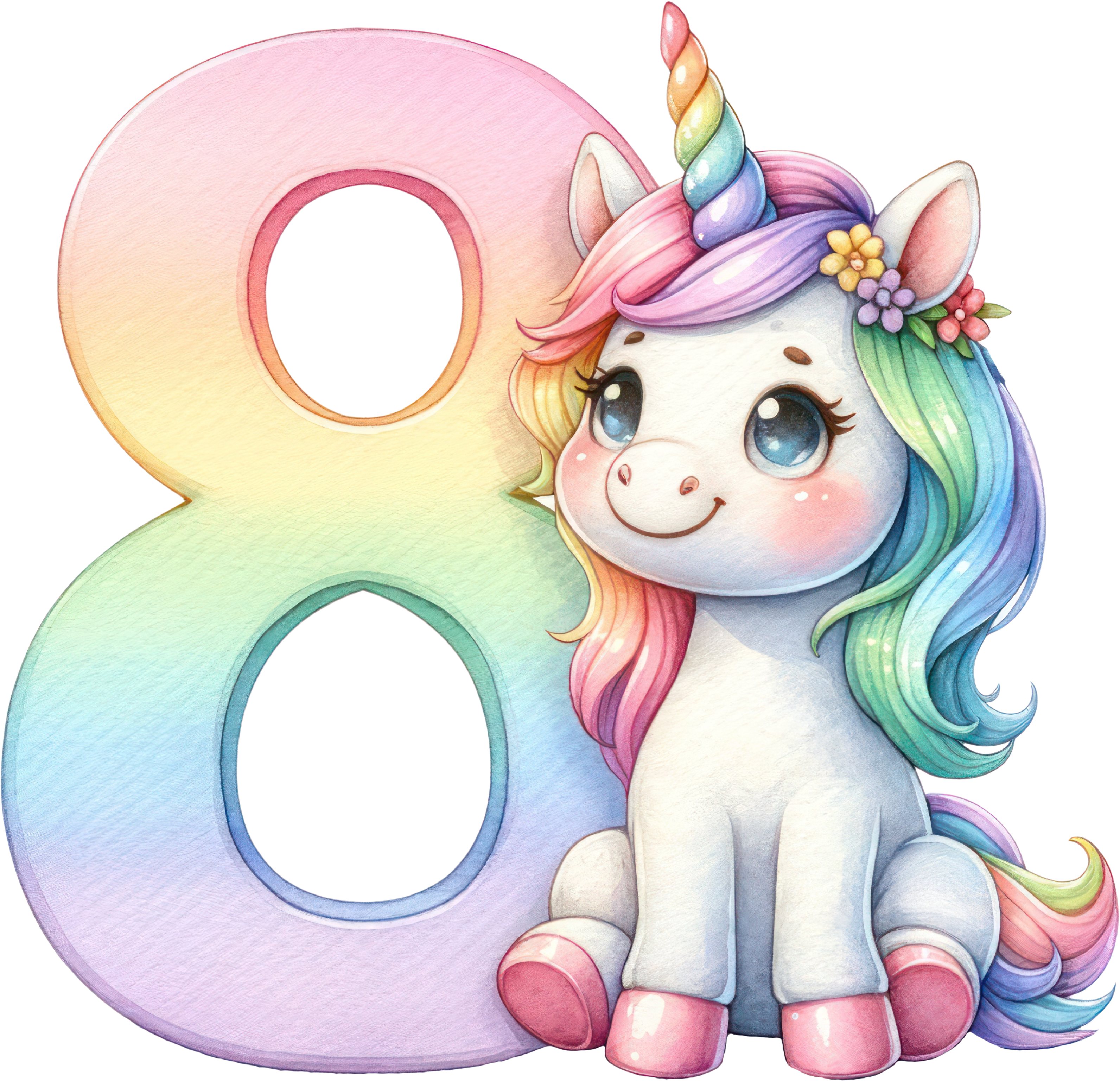 Bügelbild Einhorn Zahlen