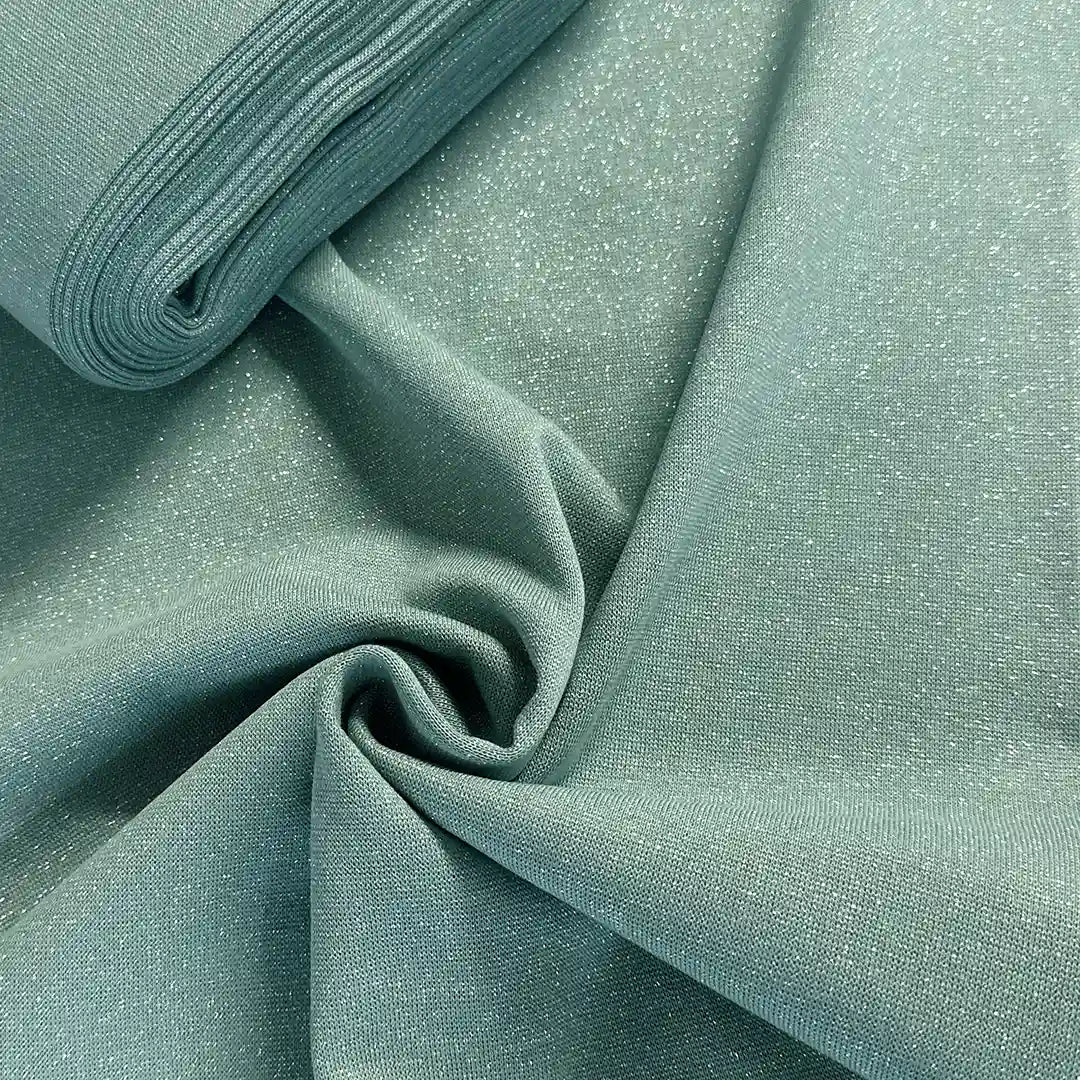 Bündchen Stoff Glitzer Hellblau 122