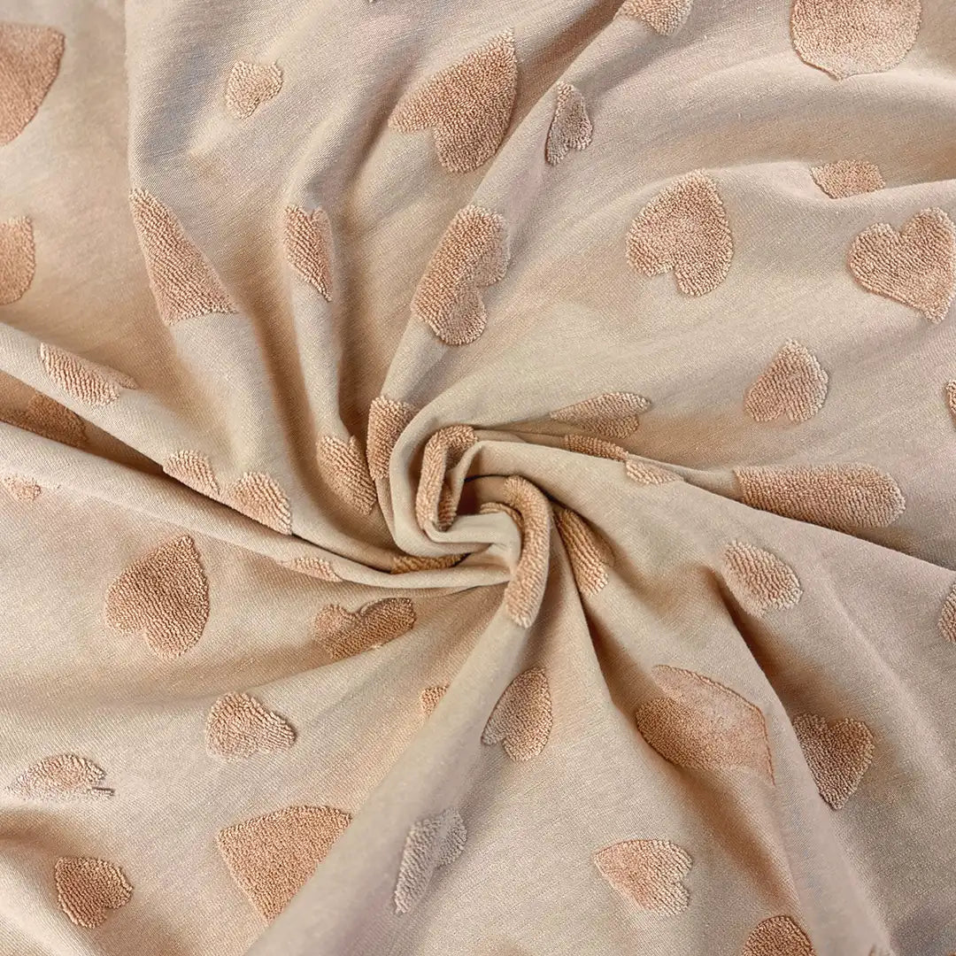 Jersey Jaquard Stoff - Frotte Herzen Blush 320