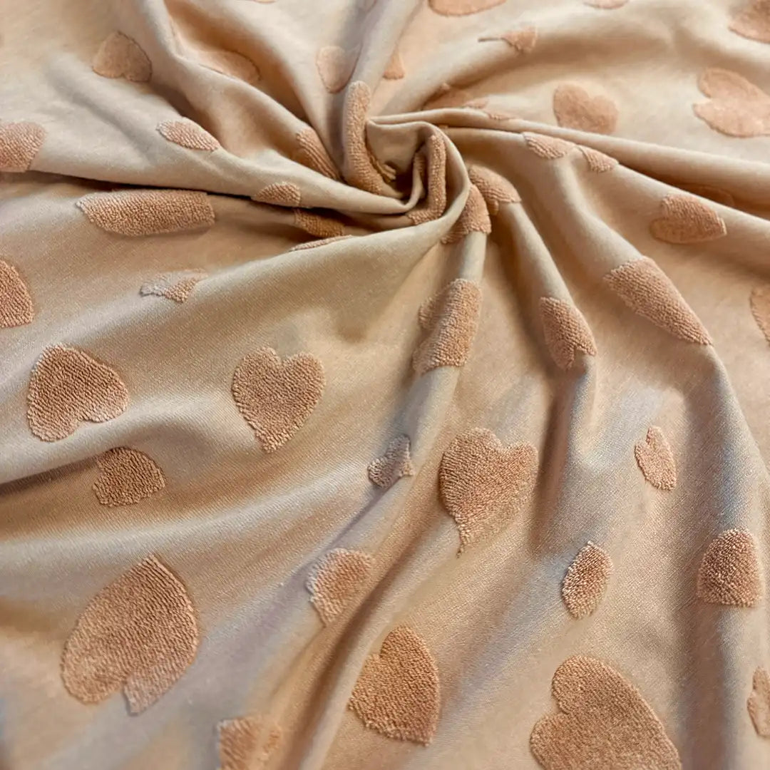 Jersey Jaquard Stoff - Frotte Herzen Blush 320