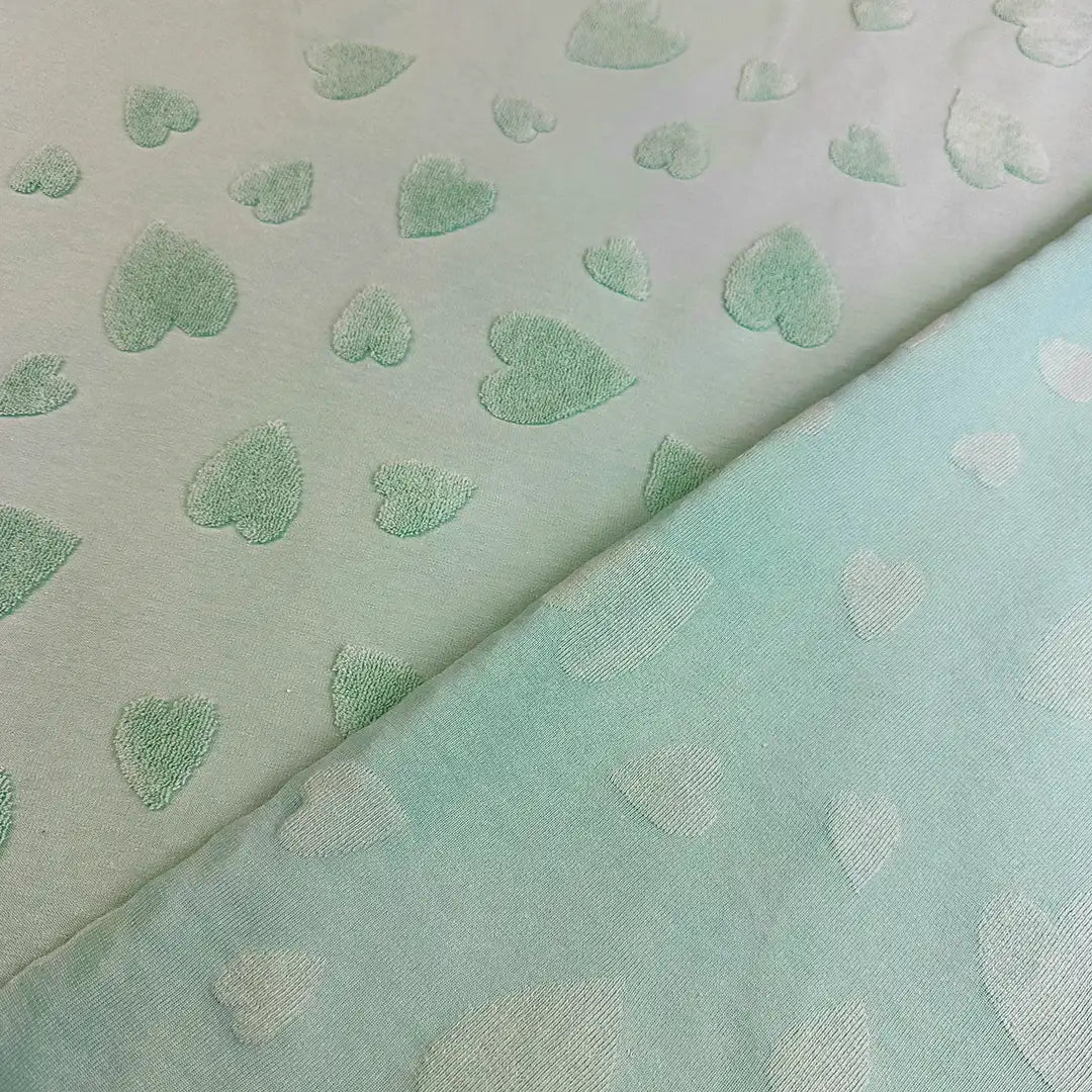 Jersey Jaquard Stoff - Frotte Herzen Mint 220