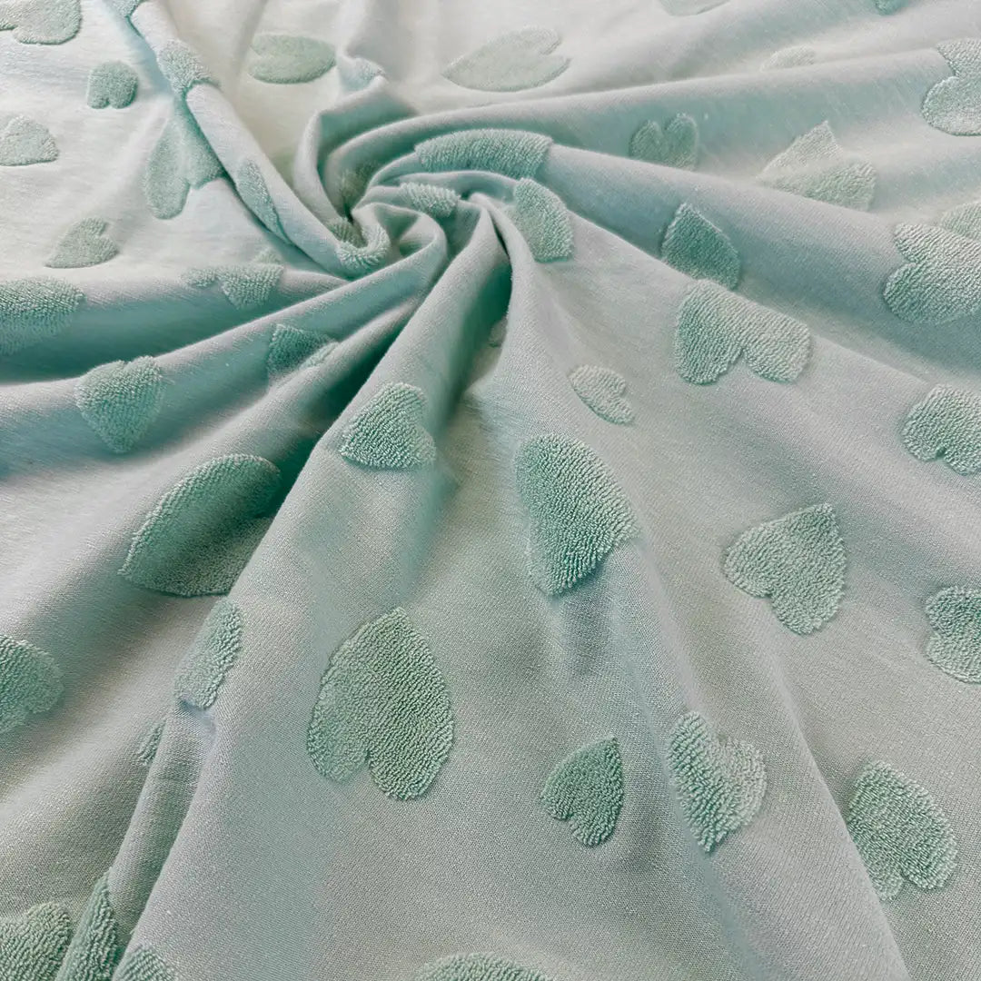 Jersey Jaquard Stoff - Frotte Herzen Mint 220