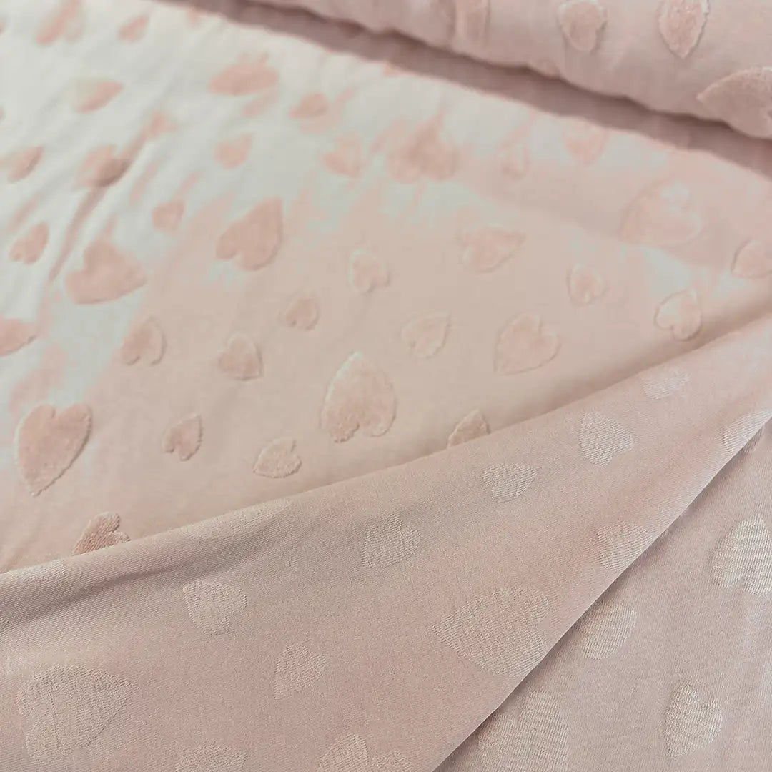 Jersey Jaquard Stoff - Frotte Herzen Rosa 120