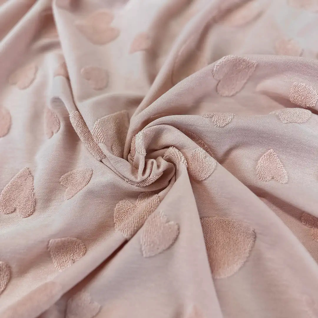Jersey Jaquard Stoff - Frotte Herzen Rosa 120