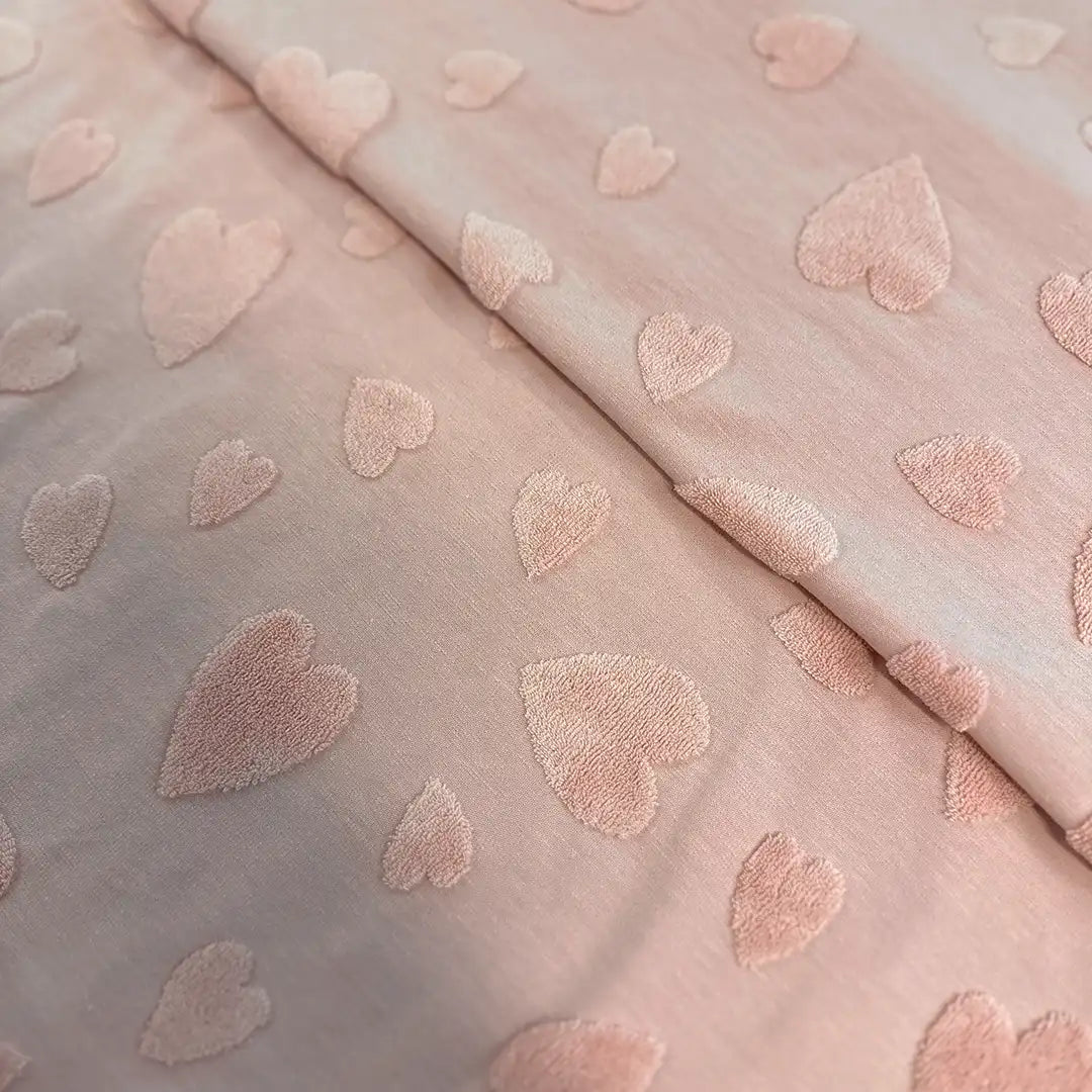 Jersey Jaquard Stoff - Frotte Herzen Rosa 120