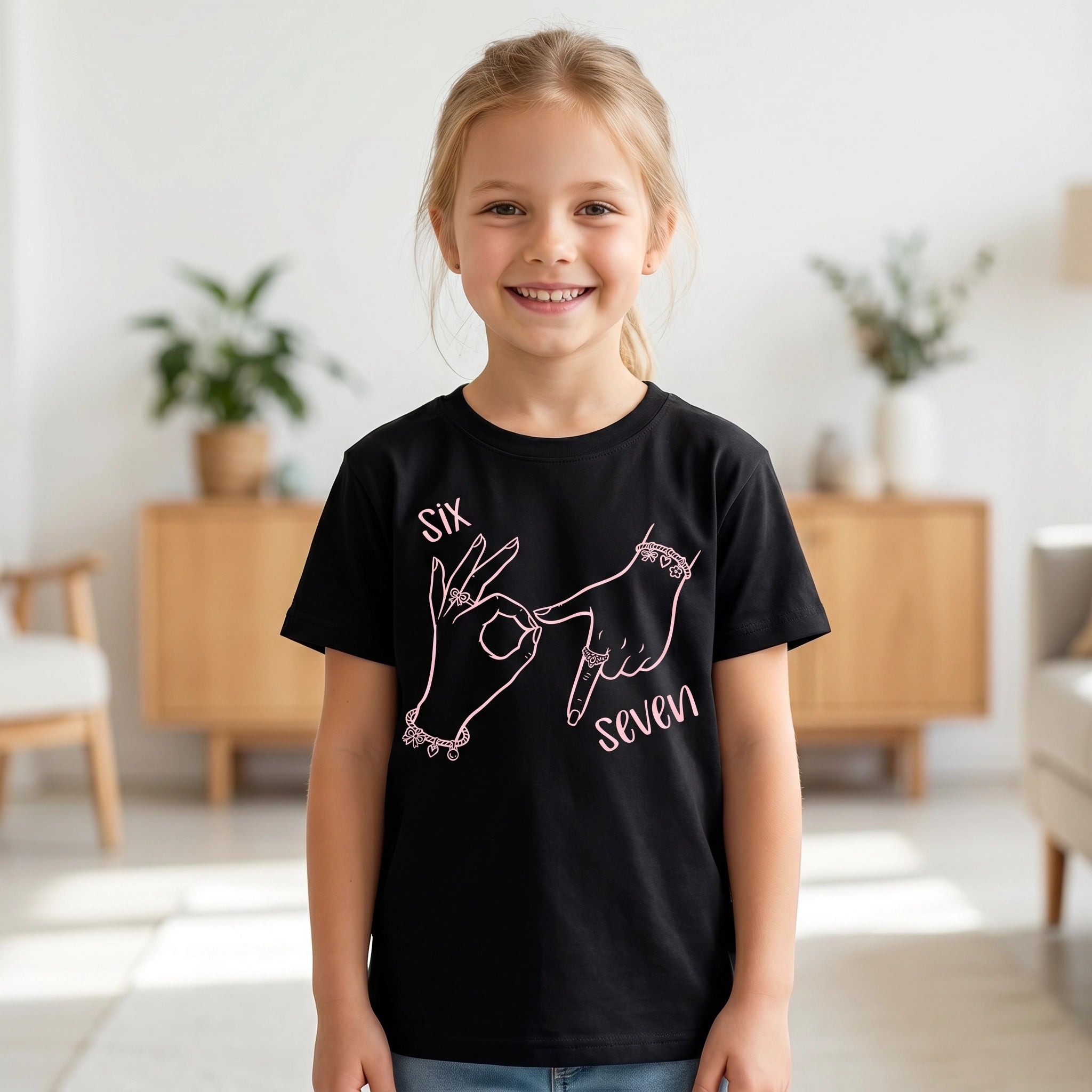 Six Seven Hände – Kinder T-Shirt mit Namen | 67 Meme personalisierbar