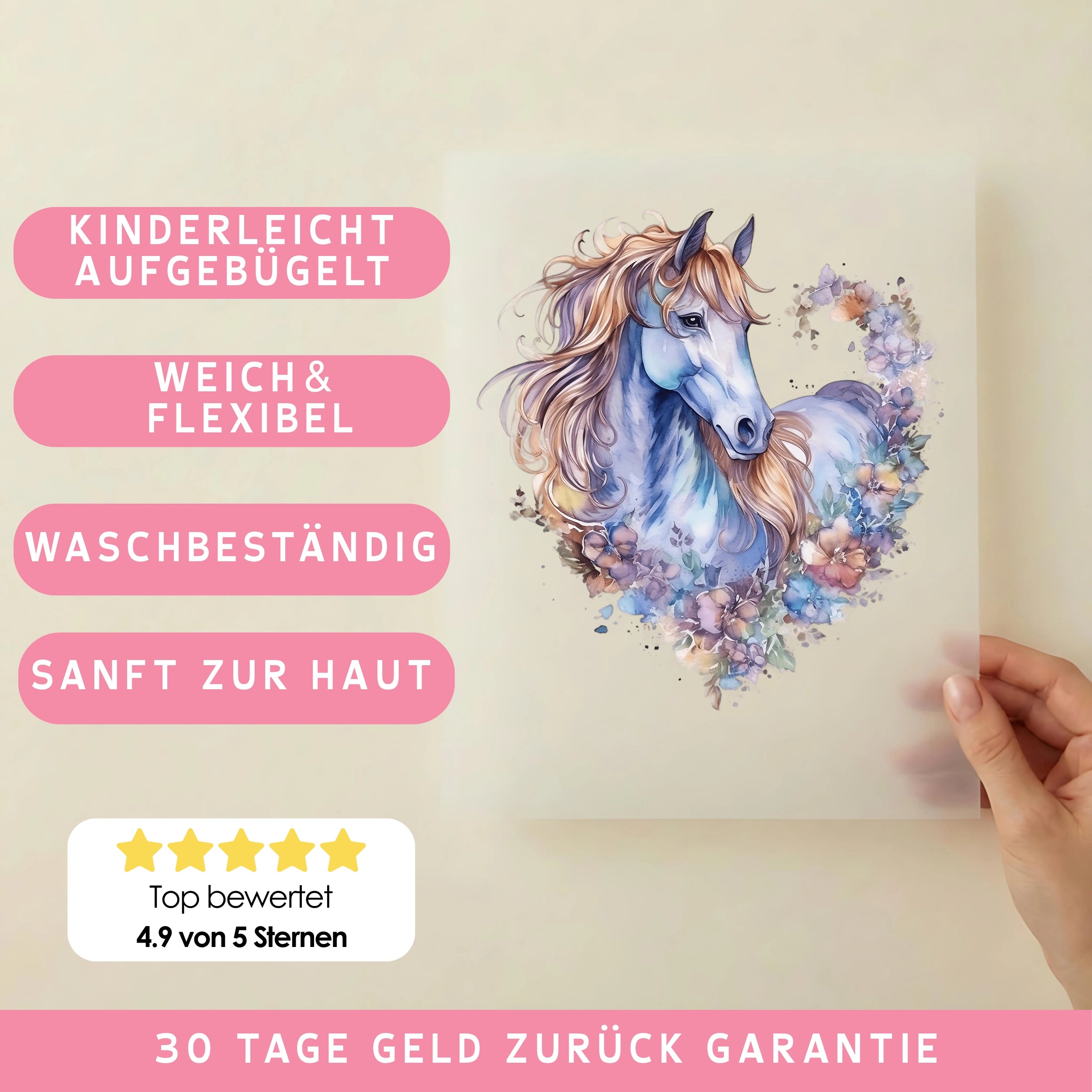 Bügelbild Herzliches Pferd Lila