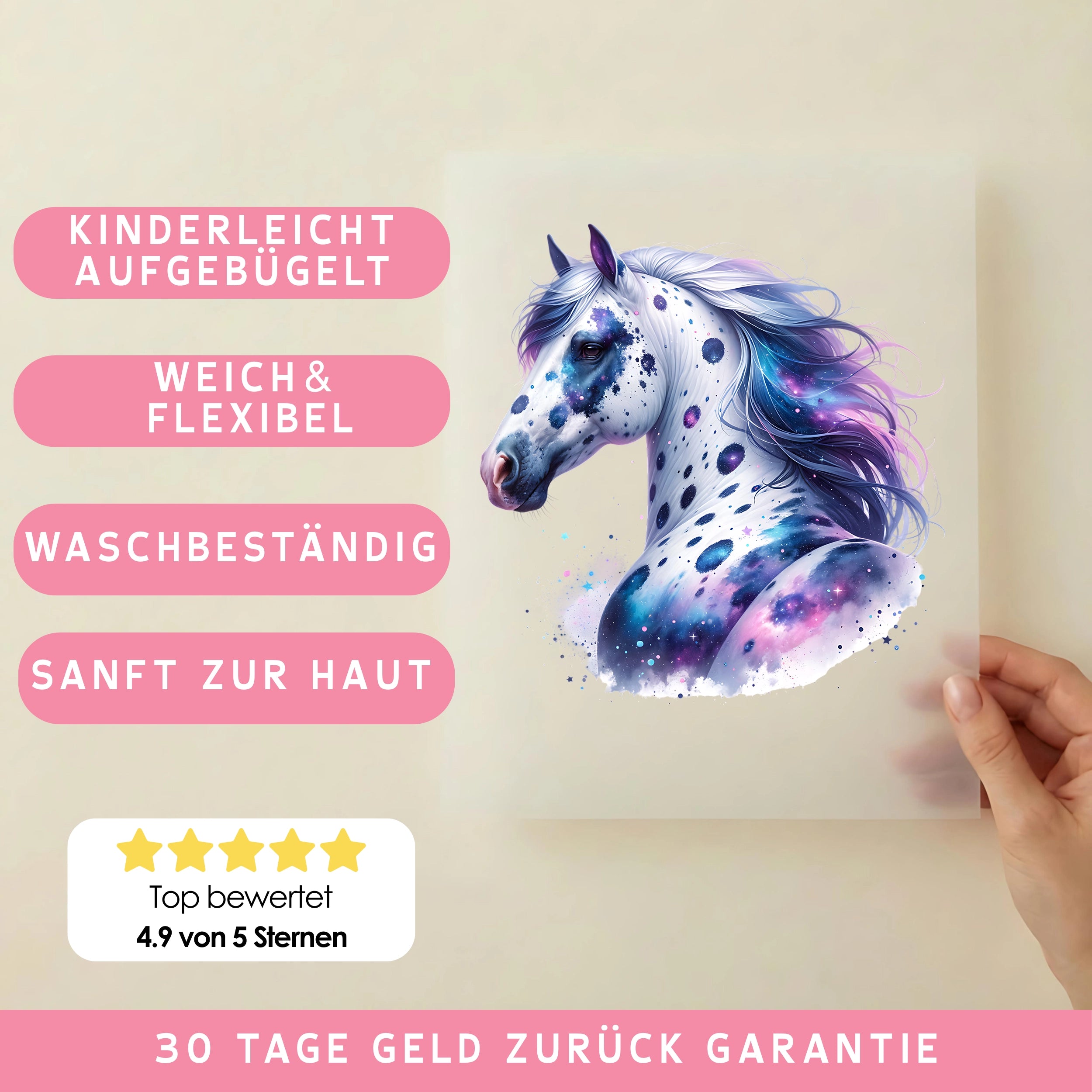 Bügelbild Galaxie Pferd Pünktchen