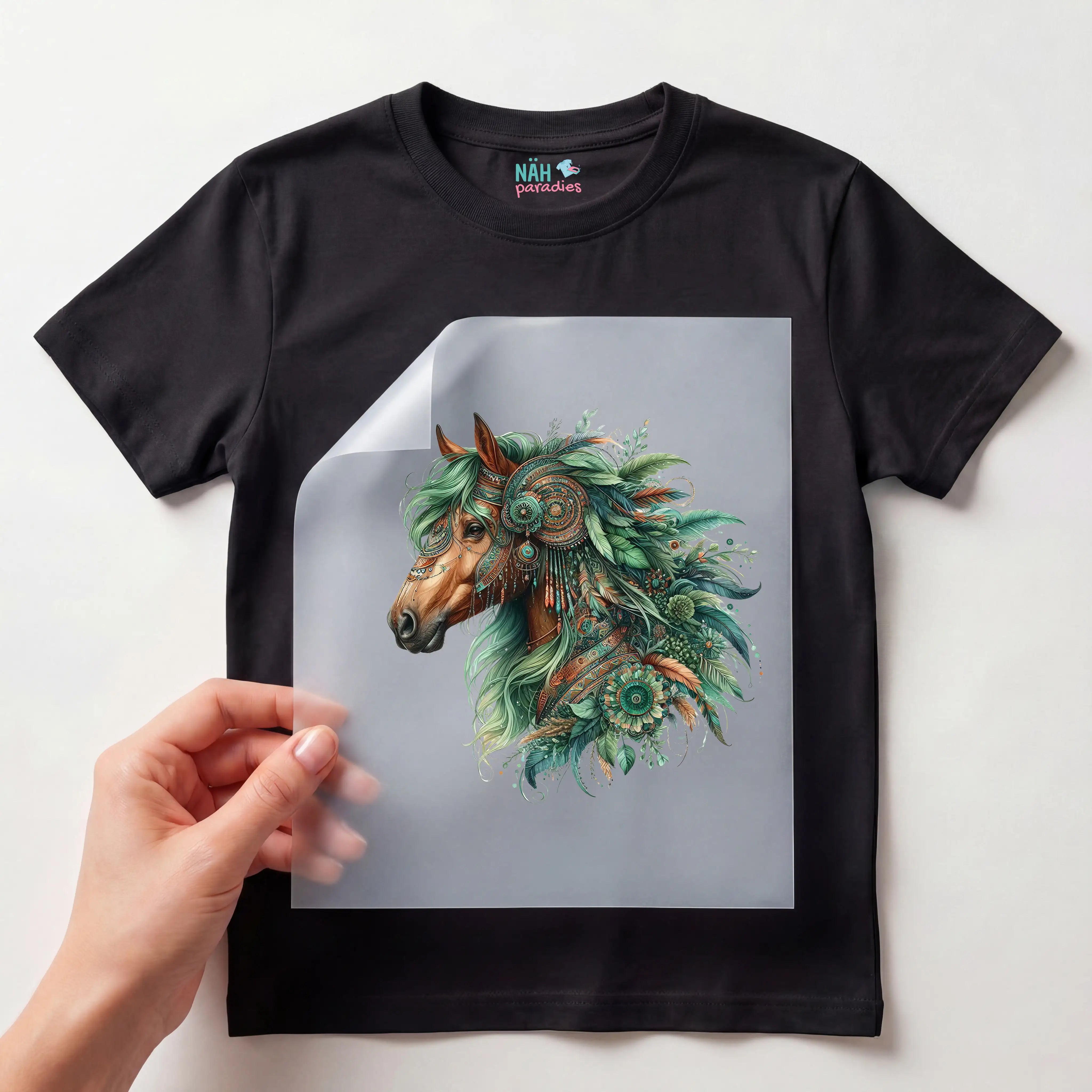 Bügelbild Boho Pferd Green Wild