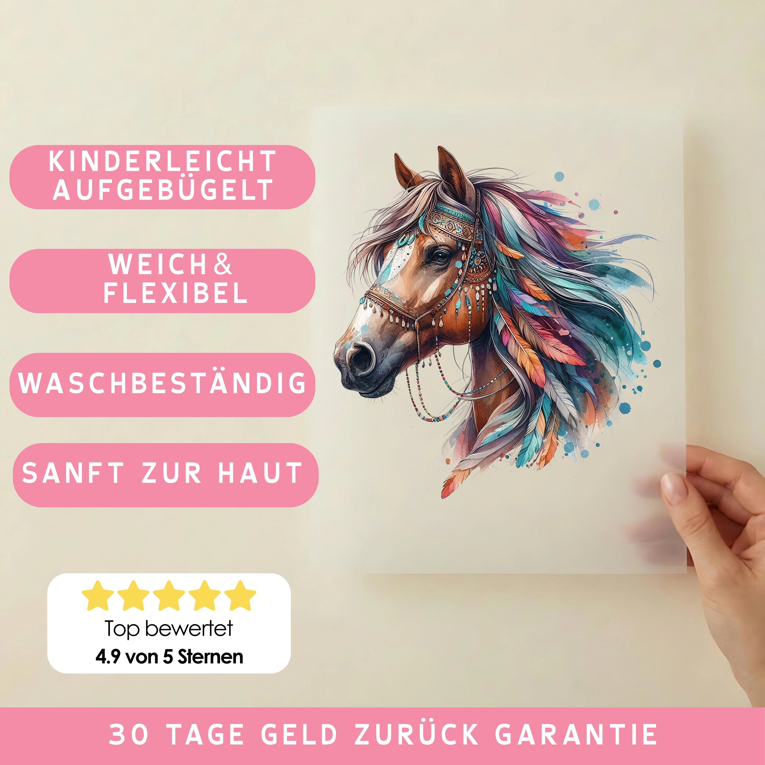 Bügelbild Boho Pferd Wild Heart