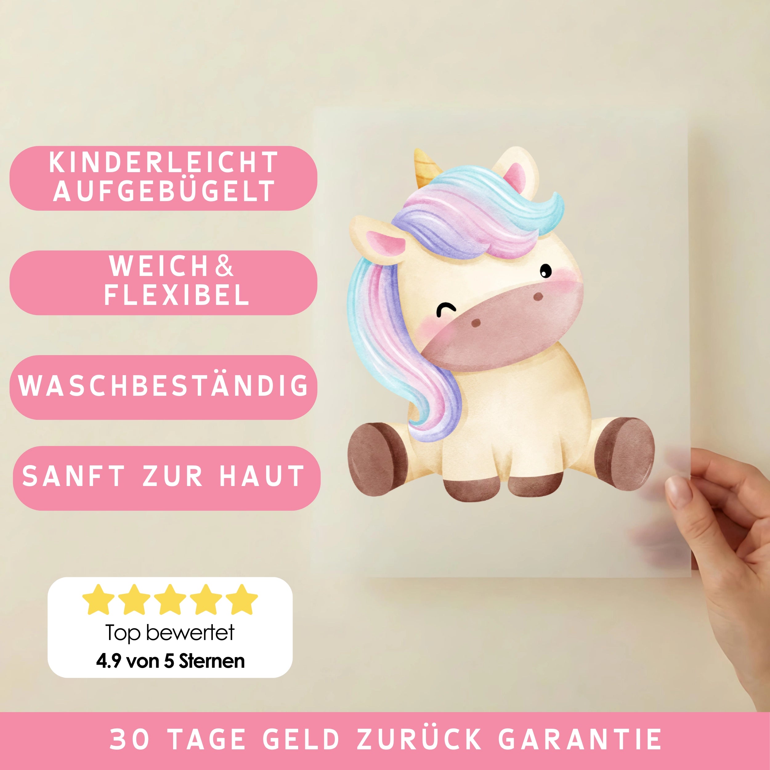 Bügelbild Einhorn Pastel