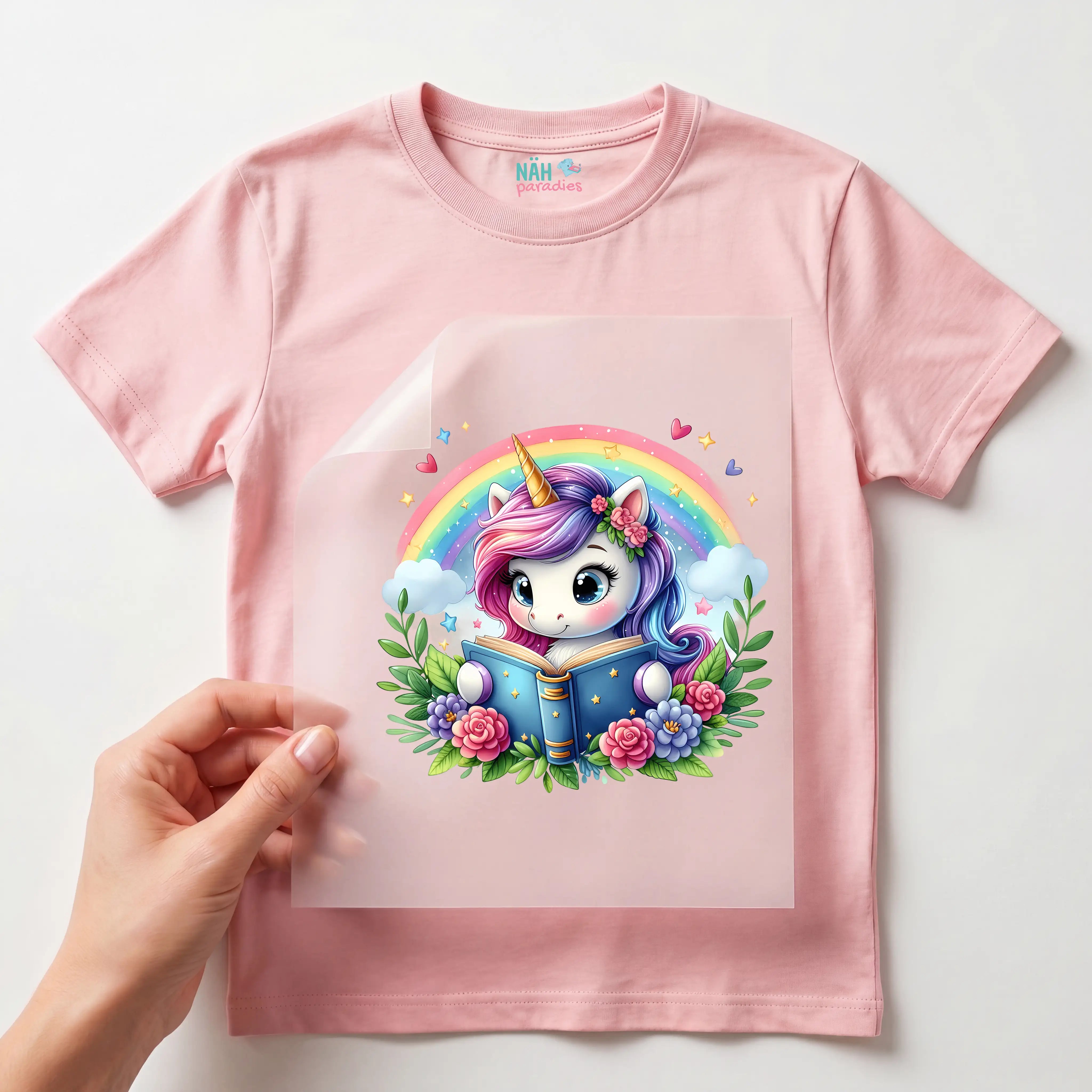 Bügelbild Einhorn Regenbogenleser