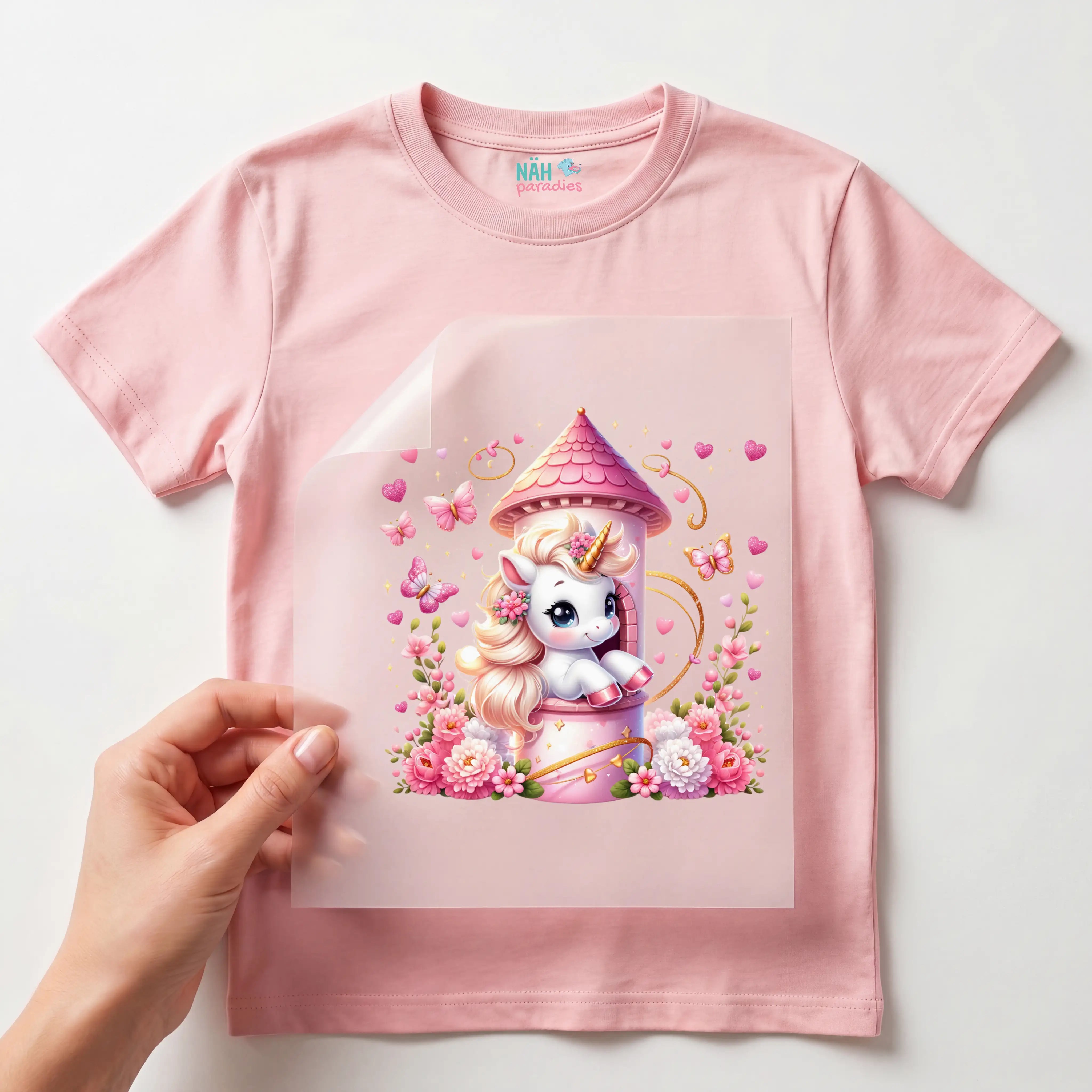 Bügelbild Einhorn Amelie Zauberturm
