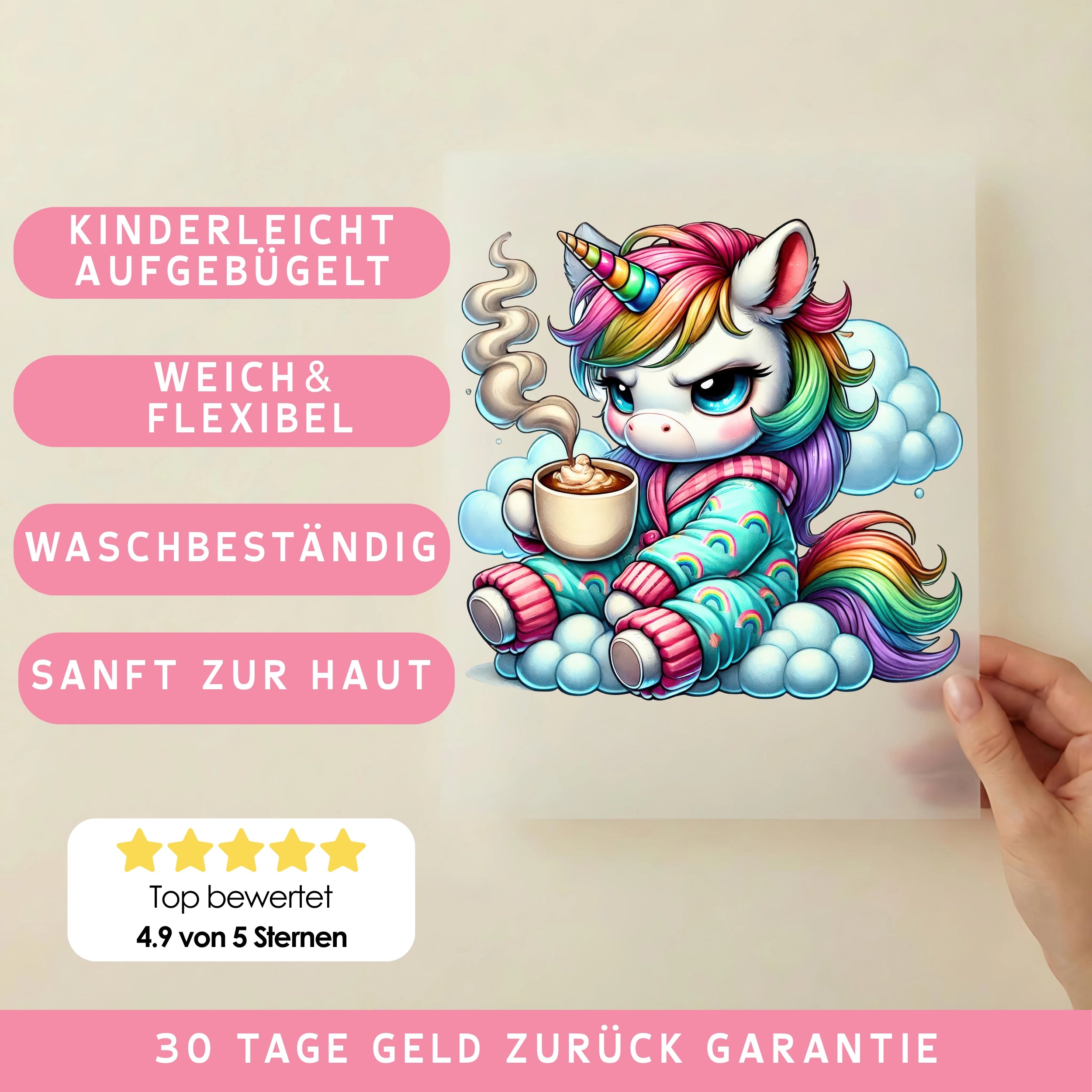 Bügelbild Einhorn Cappuccino Mood