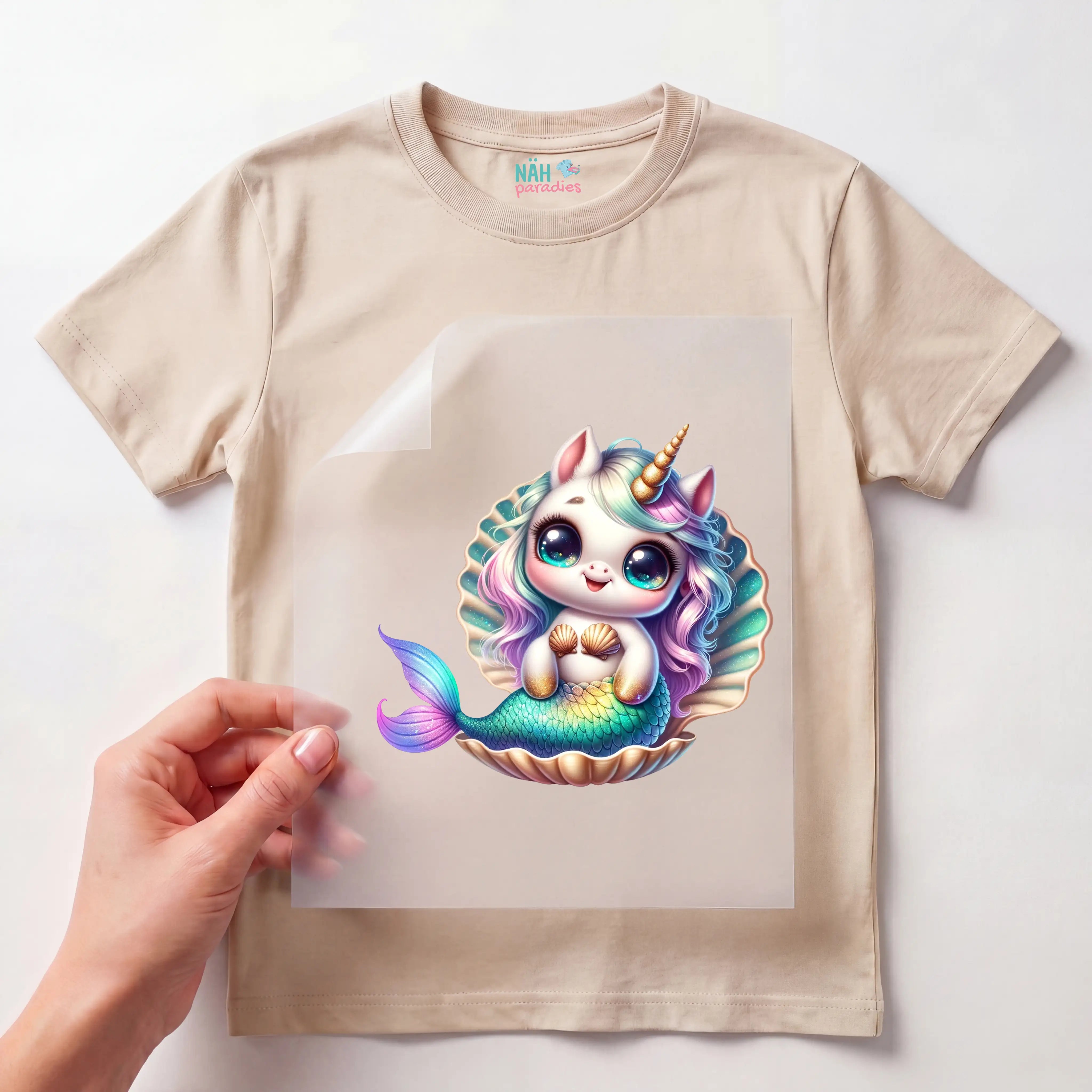 Bügelbild Einhorn Muschelzauber