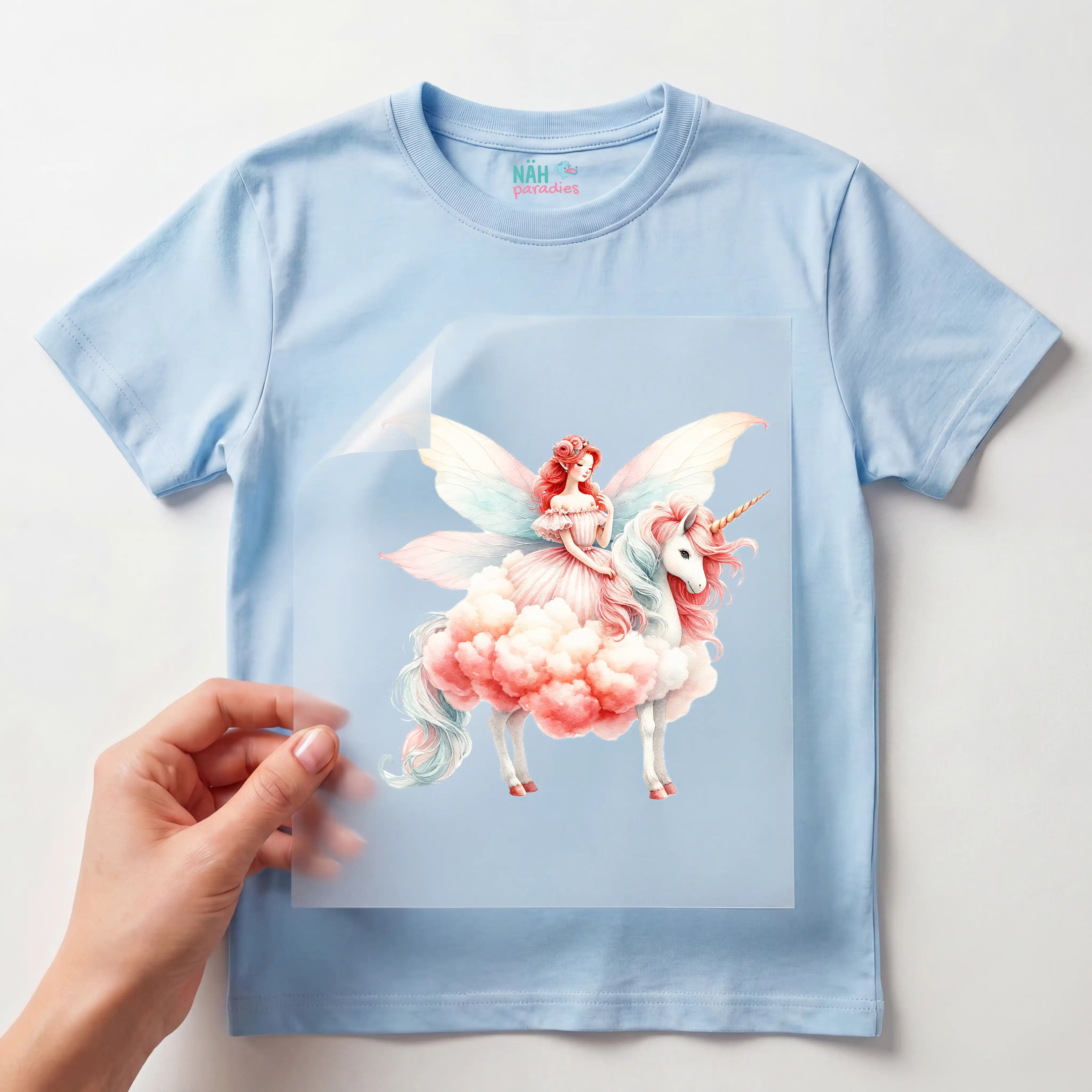 Bügelbild Zuckerwatten Fee Einhornritt