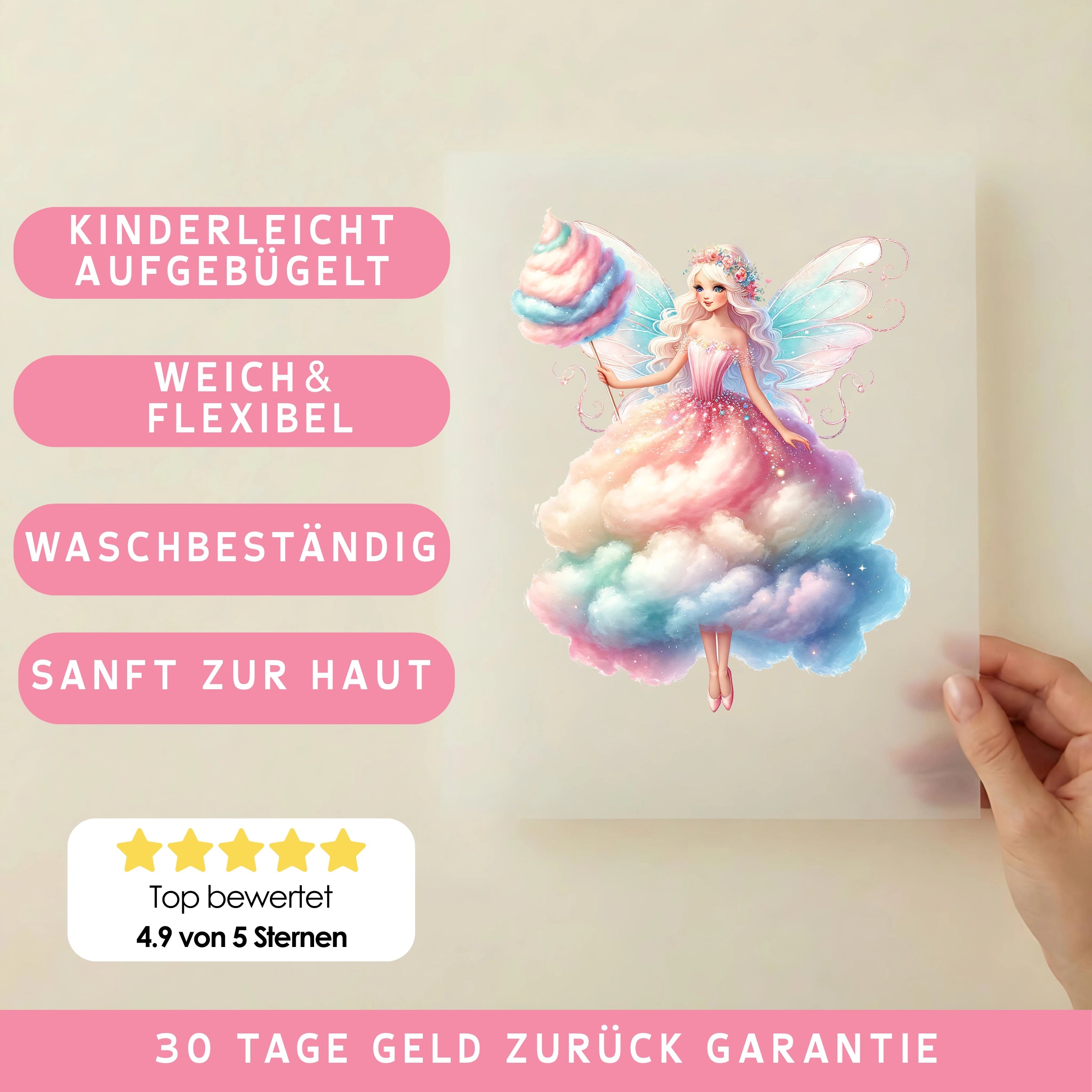 Bügelbild Zuckerwatten Fee Zuckerzauberin