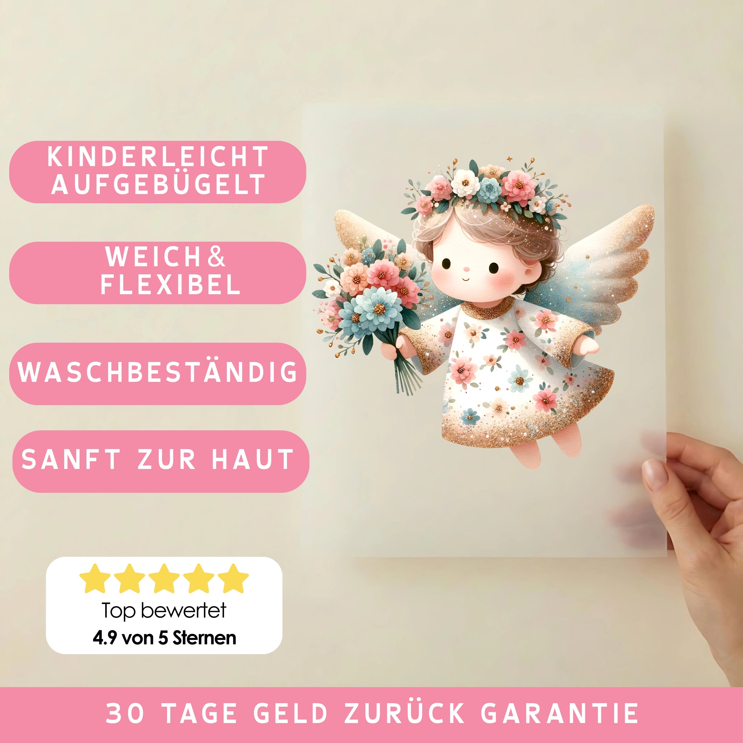 Bügelbild Blüten Engel Lola