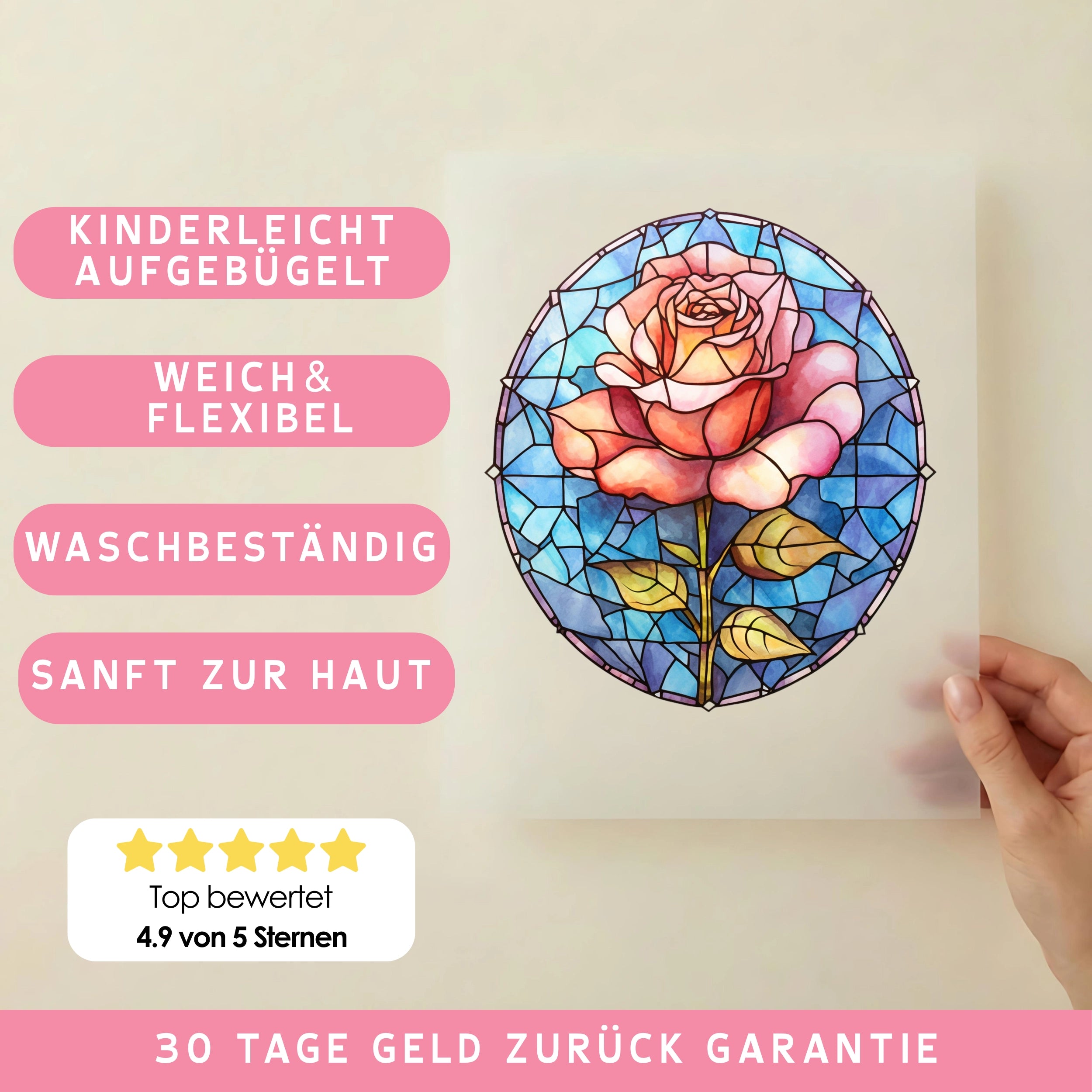 Bügelbild Rose Mosaik