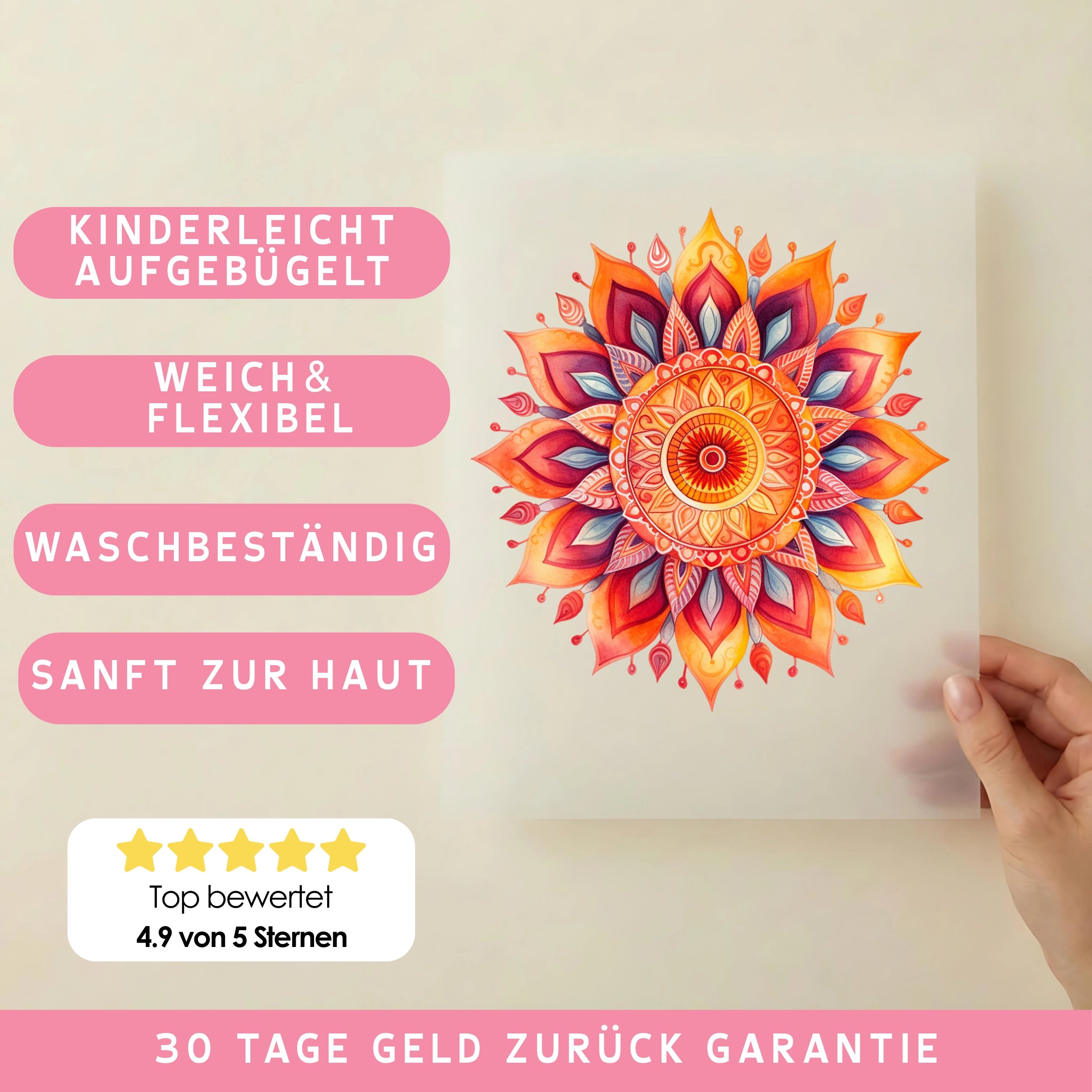 Bügelbild Mandala Orange Maya
