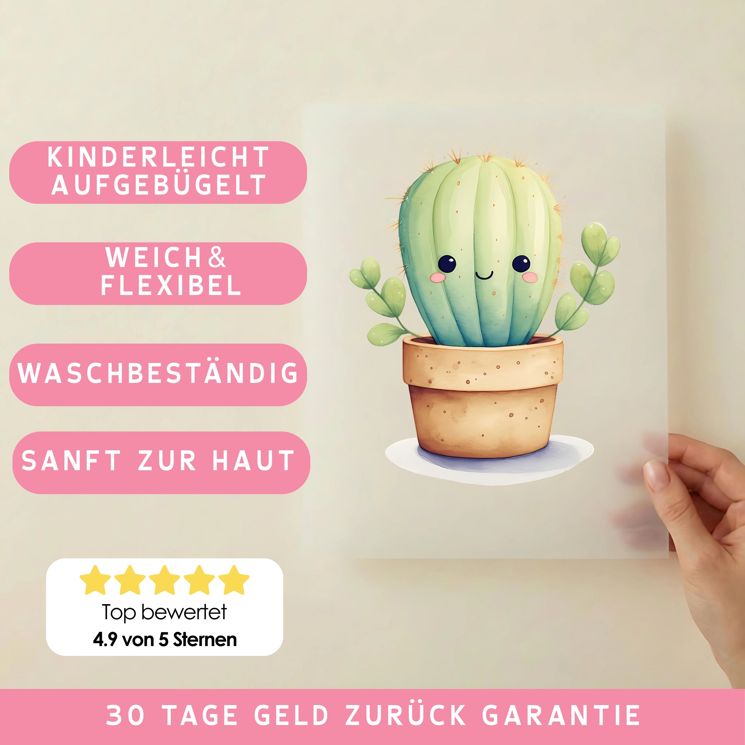 Bügelbild Baby Aquarell Kaktus